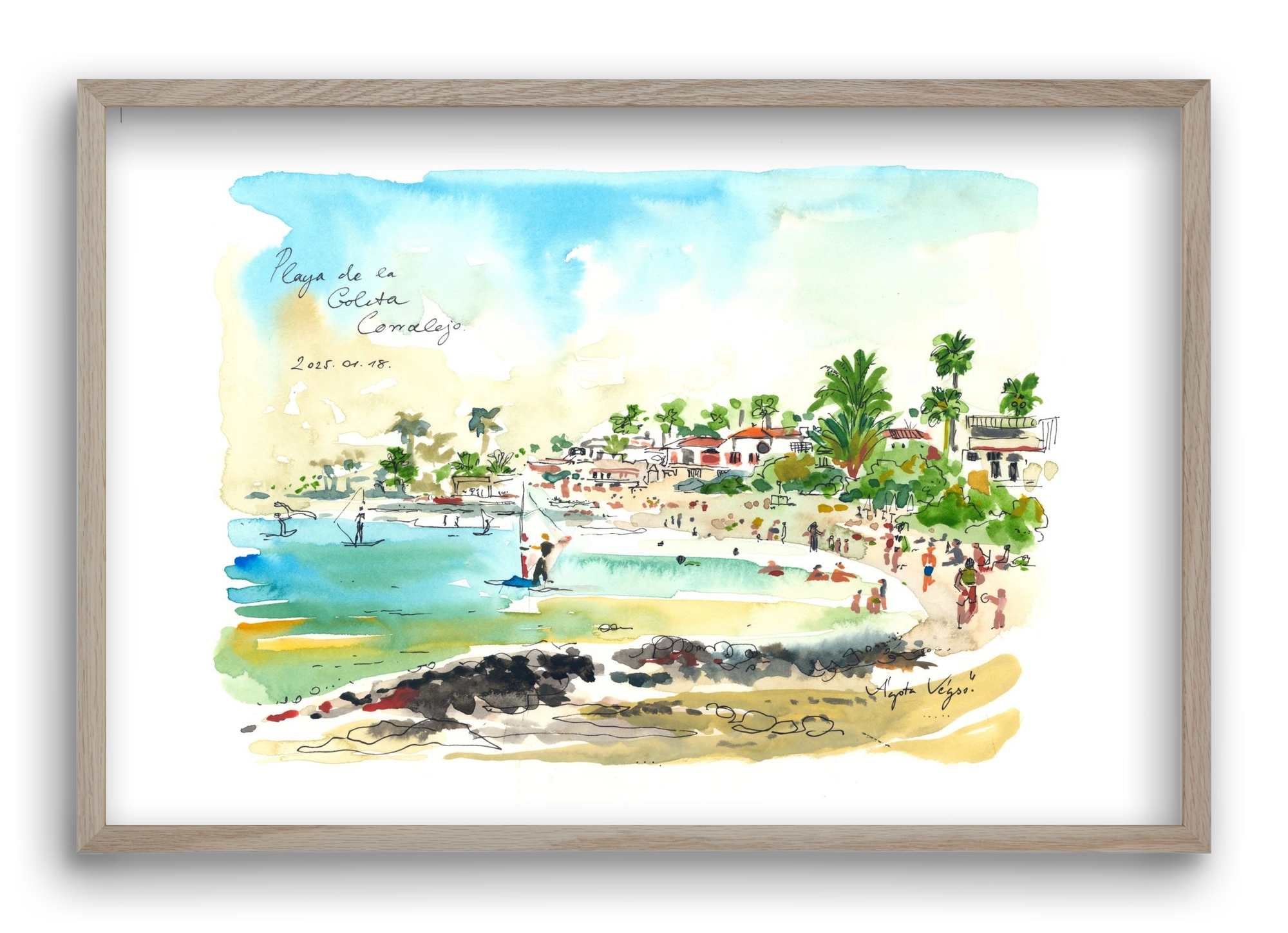 Playa de la Goleta, Corralejo, Fuerteventura - 2025.01.18, 60x40 cm (60x40 cm), Tölgy keret