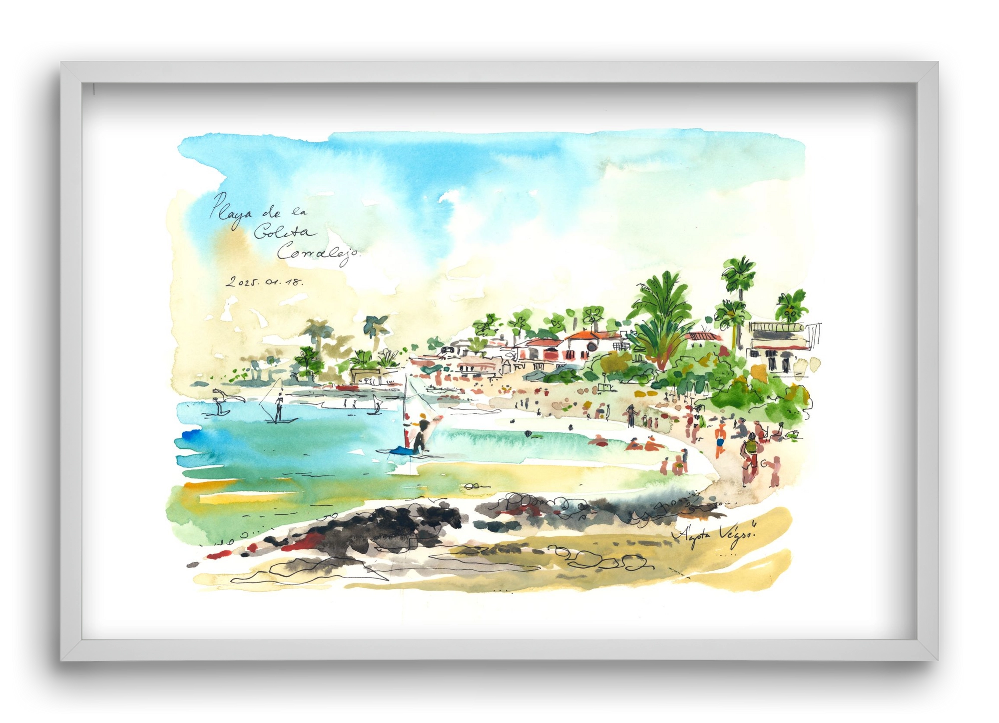 Playa de la Goleta, Corralejo, Fuerteventura - 2025.01.18, 60x40 cm (60x40 cm), Fehér keret
