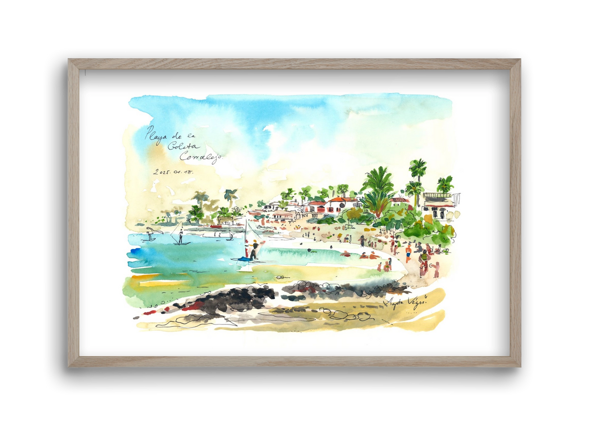 Playa de la Goleta, Corralejo, Fuerteventura - 2025.01.18, 45x30 cm (45x30 cm), Tölgy keret