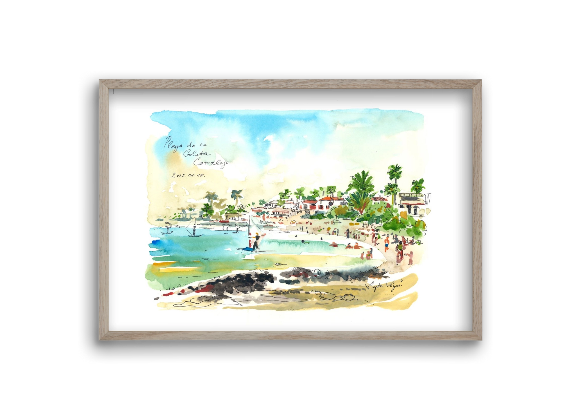 Playa de la Goleta, Corralejo, Fuerteventura - 2025.01.18, 30x20 cm (30x20 cm), Tölgy keret