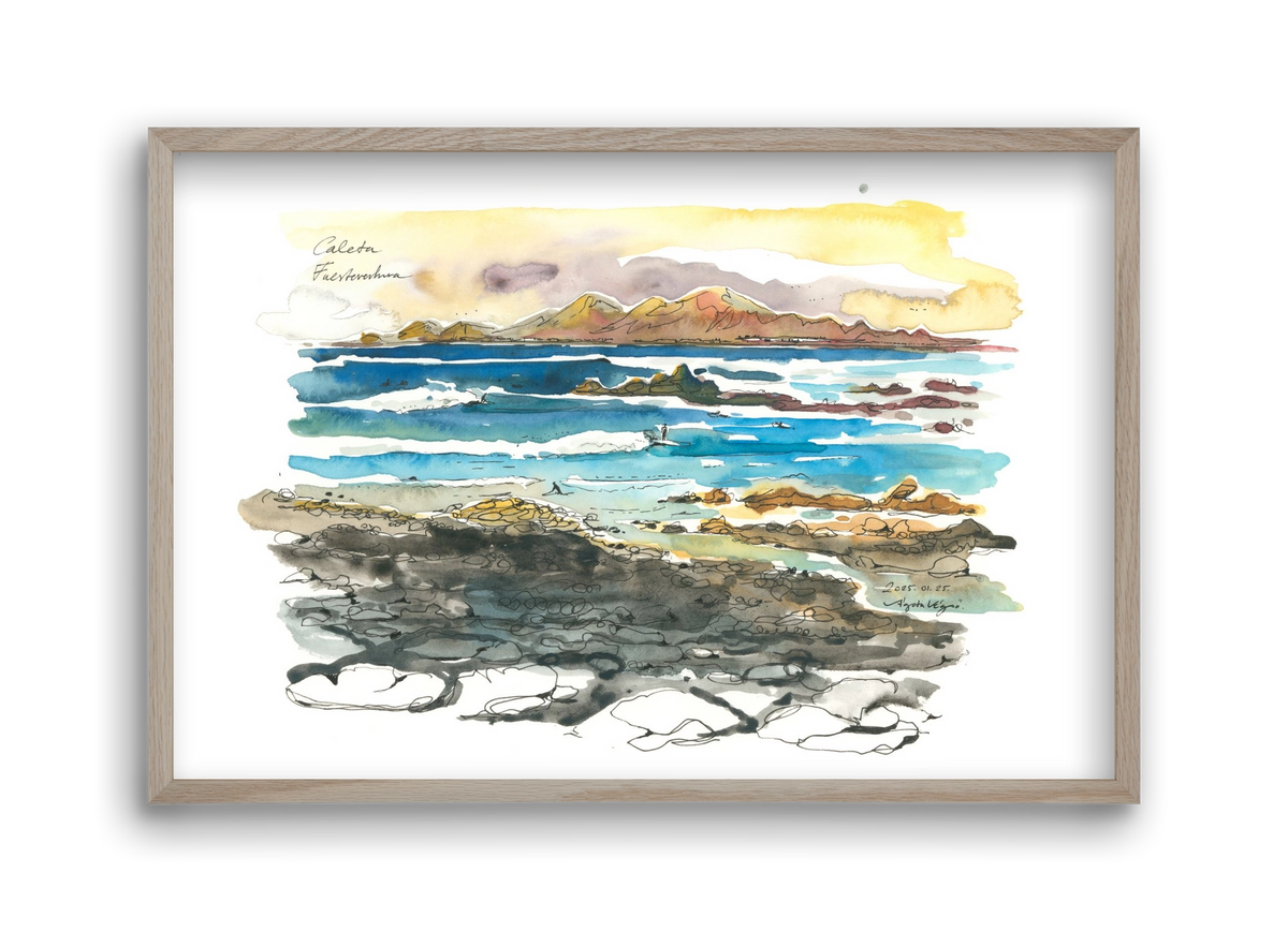 Caleta, Fuerteventura - 2025.01.25, 45x30 cm (45x30 cm), Tölgy keret