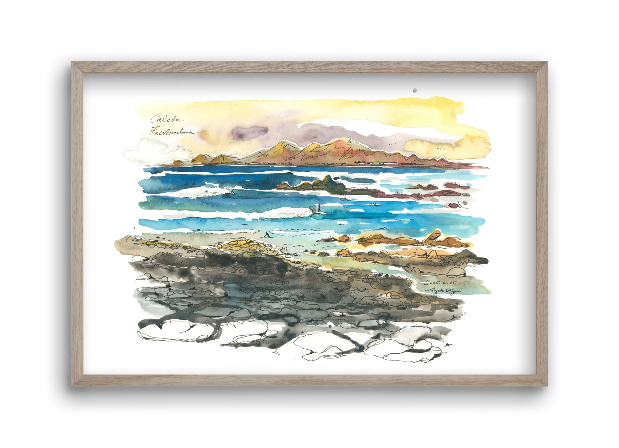 Caleta, Fuerteventura - 2025.01.25, 45x30 cm (45x30 cm), Tölgy keret
