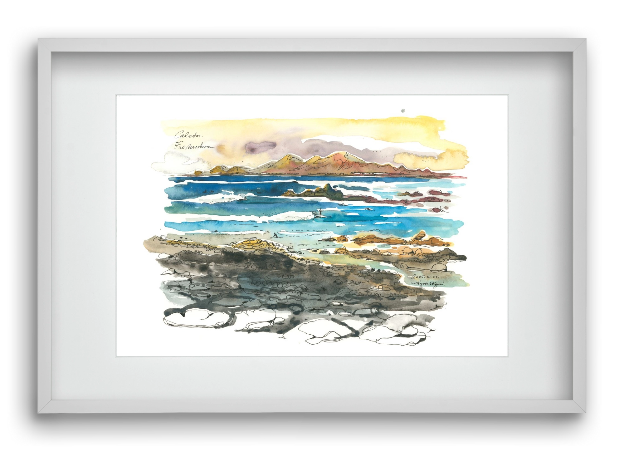 Caleta, Fuerteventura - 2025.01.25, 60x40 cm (45x30 cm), Fehér keret, paszpartuval