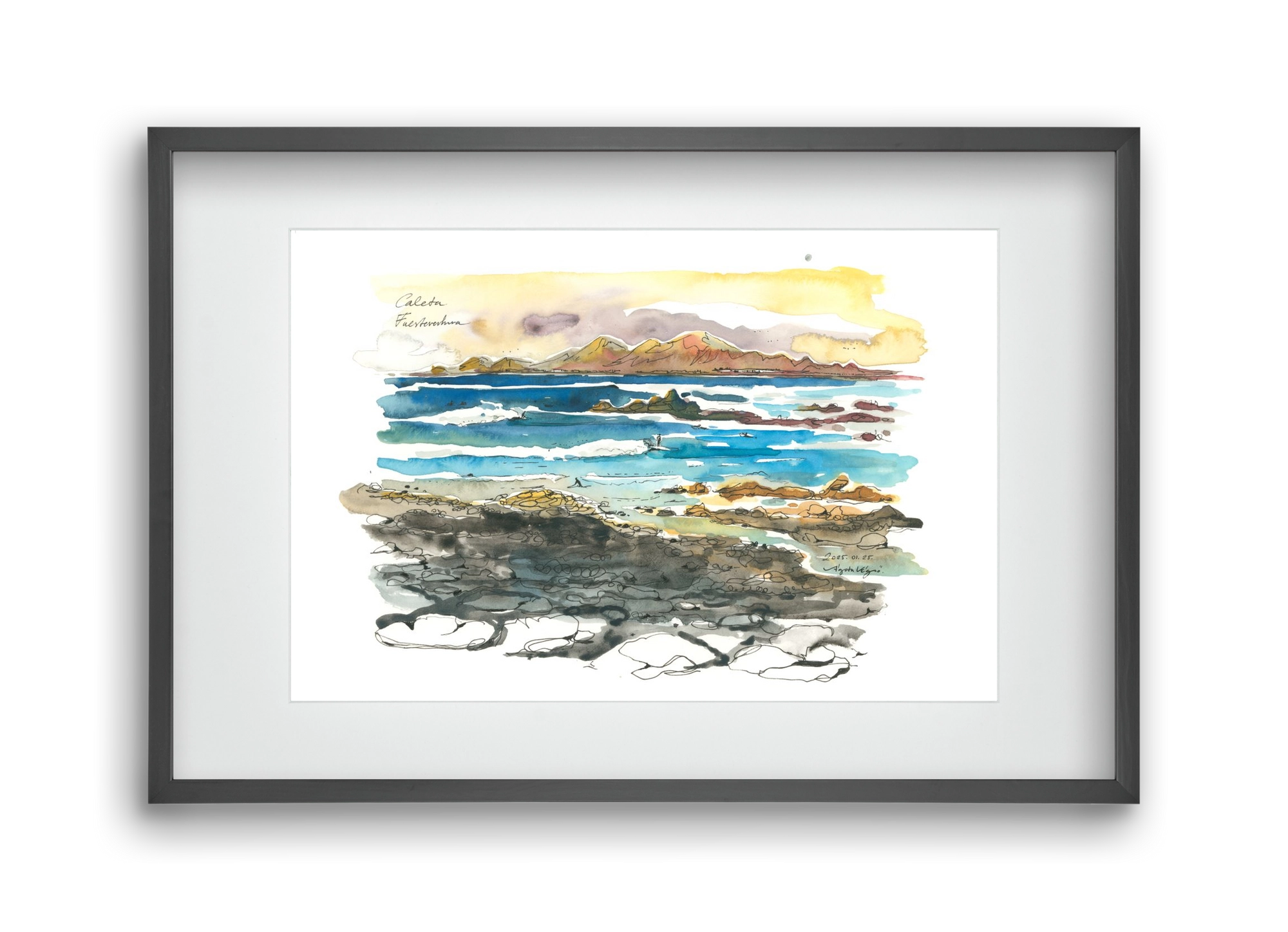 Caleta, Fuerteventura - 2025.01.25, 45x30 cm (30x20 cm), Fekete keret, paszpartuval