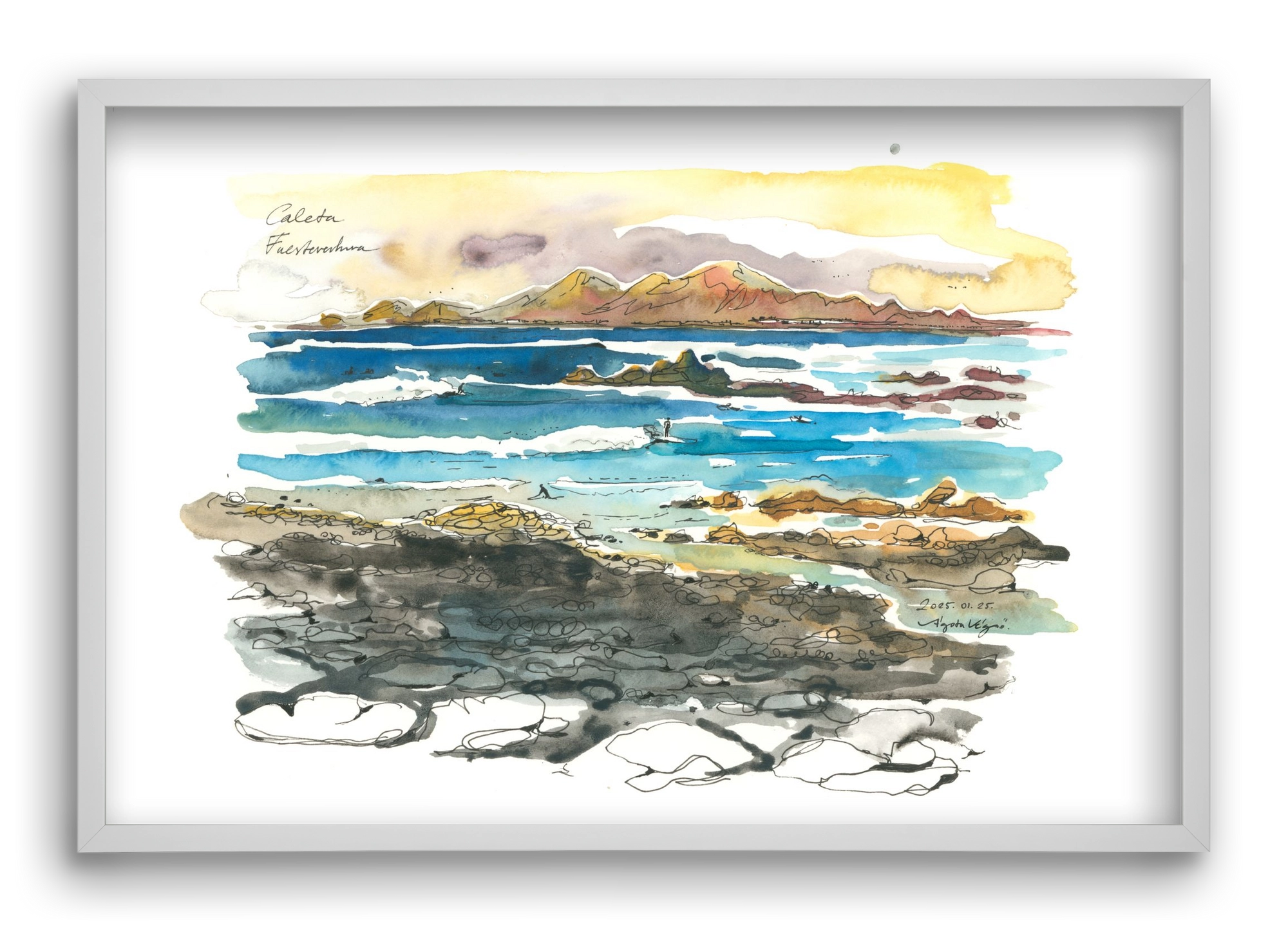 Caleta, Fuerteventura - 2025.01.25, 60x40 cm (60x40 cm), Fehér keret