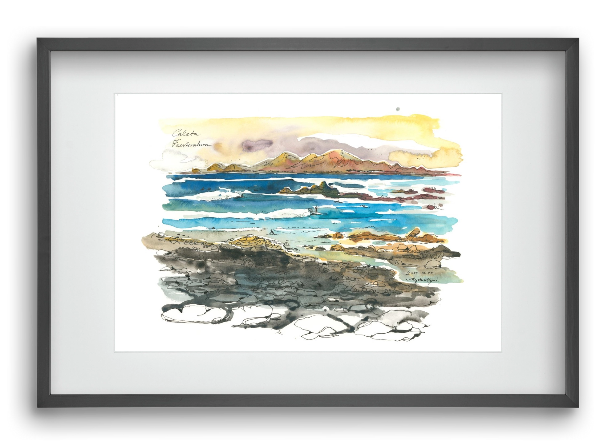 Caleta, Fuerteventura - 2025.01.25, 60x40 cm (45x30 cm), Fekete keret, paszpartuval