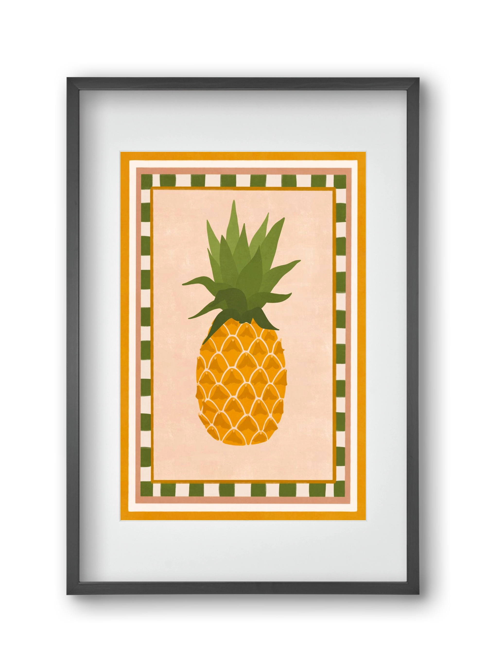 PINEAPPLE, 30x45 cm (20x30 cm), Fekete keret, paszpartuval