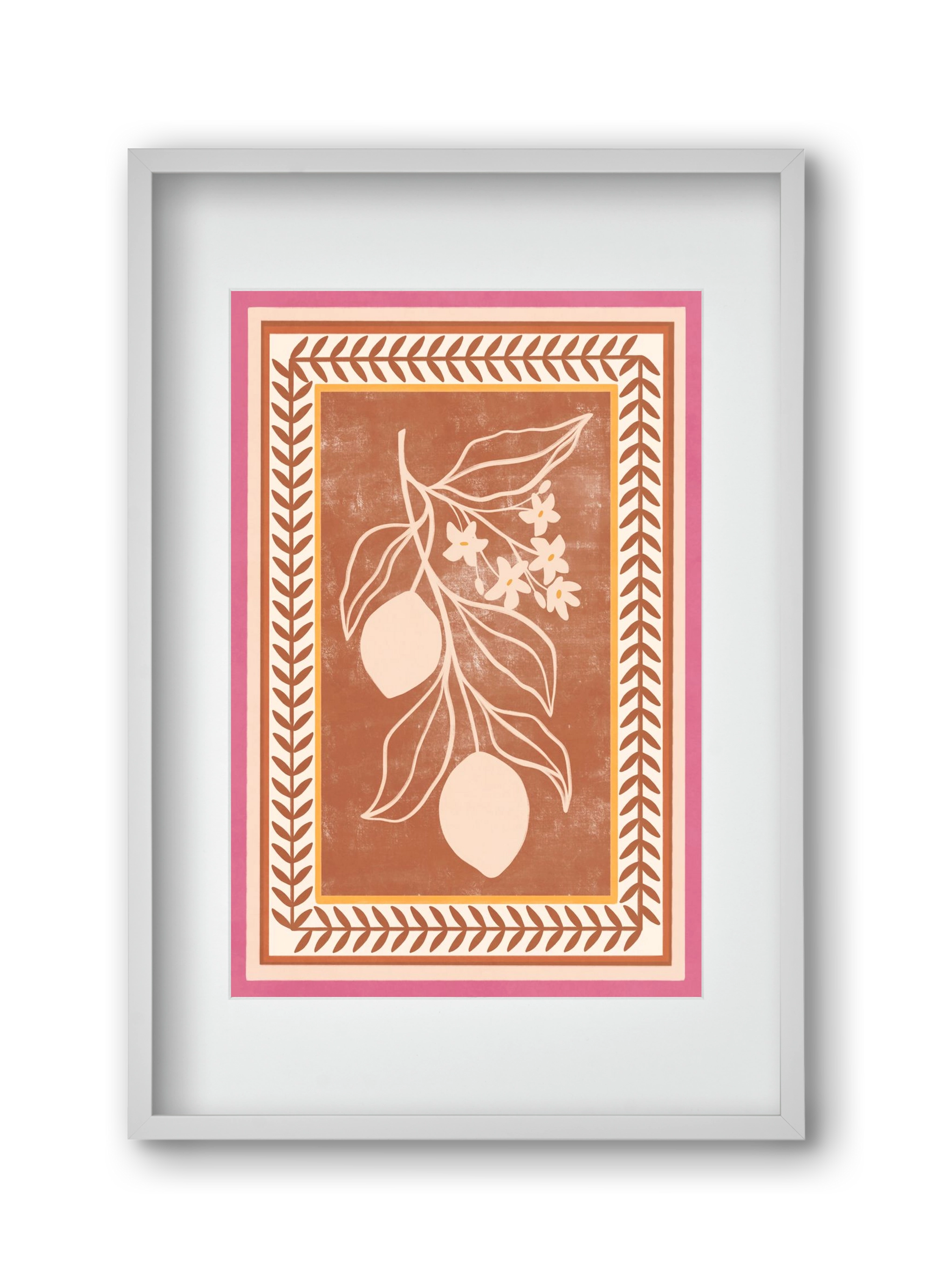 LEMON TWIG - 013, 30x45 cm (20x30 cm), Fehér keret, paszpartuval