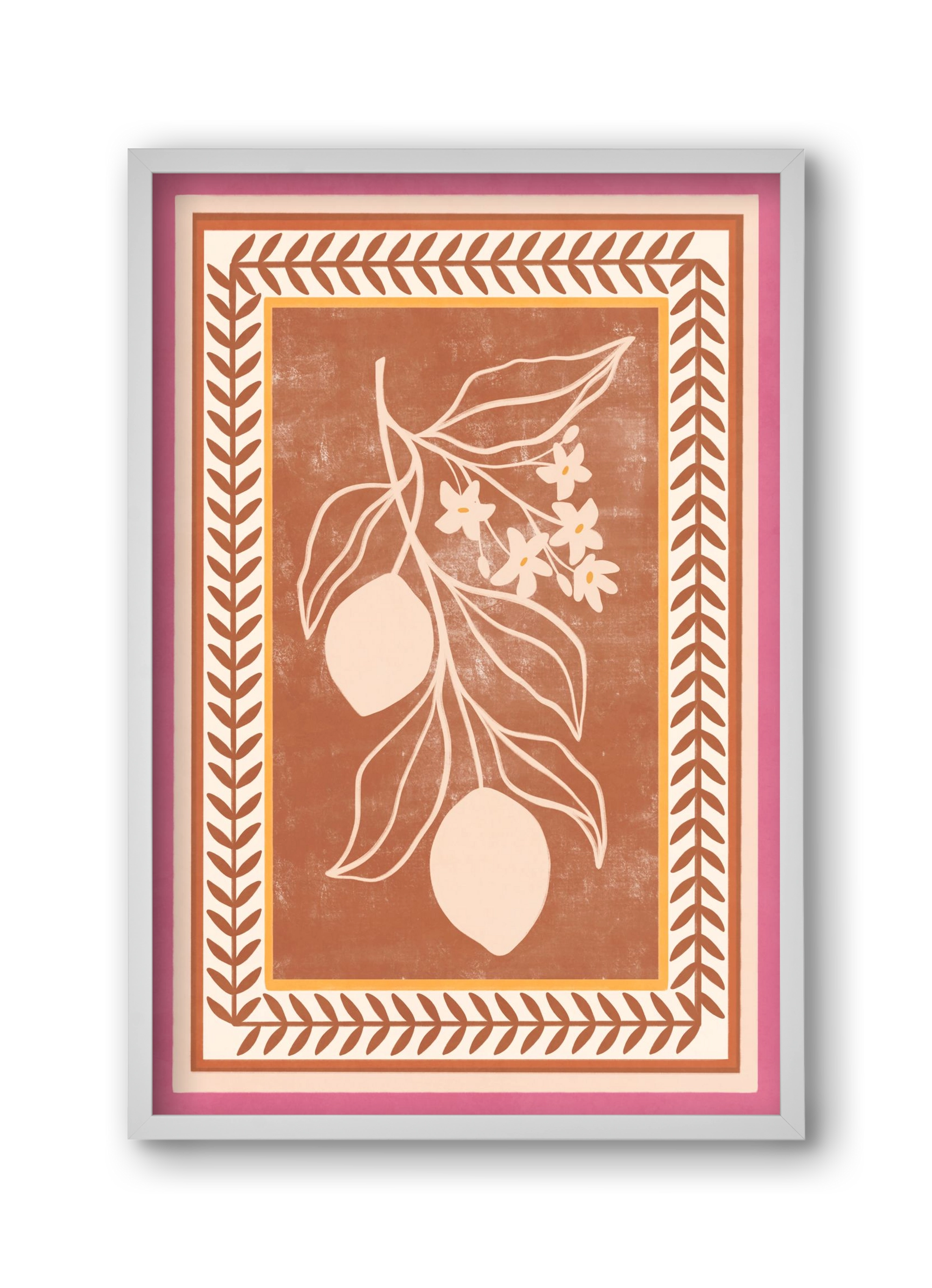 LEMON TWIG - 013, 30x45 cm (30x45 cm), Fehér keret