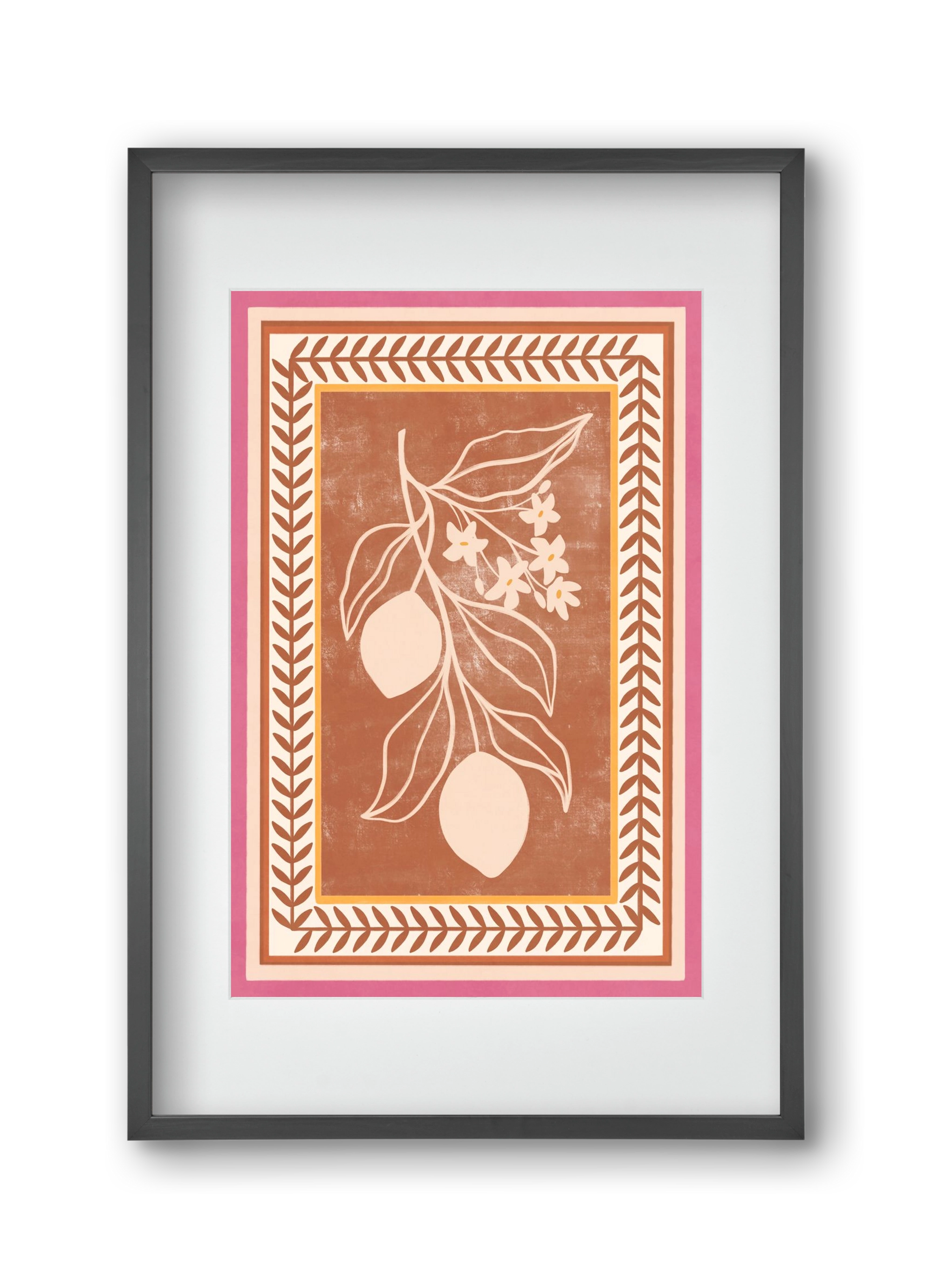 LEMON TWIG - 013, 30x45 cm (20x30 cm), Fekete keret, paszpartuval