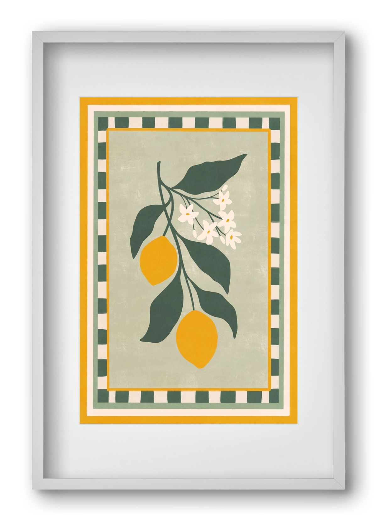 LEMON TWIG - 012, 40x60 cm (30x45 cm), Fehér keret, paszpartuval