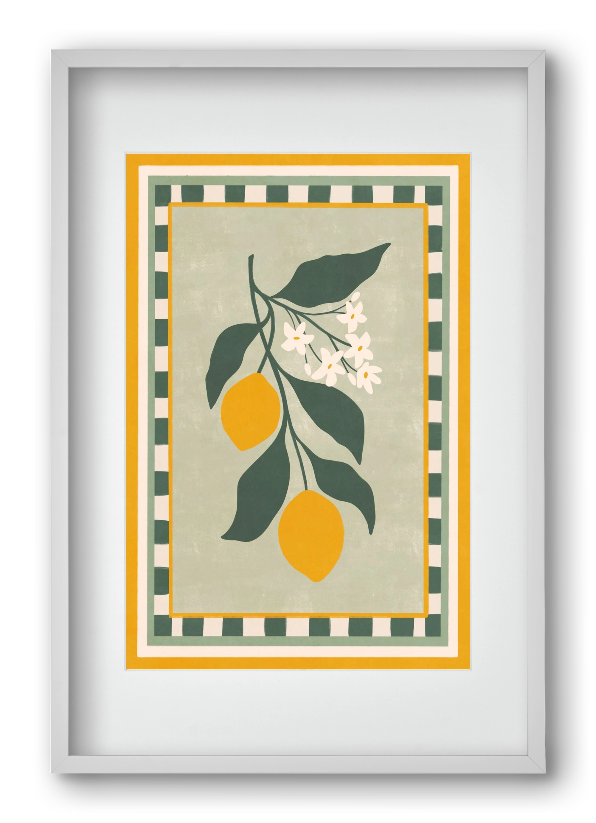 LEMON TWIG - 012, 40x60 cm (30x45 cm), Fehér keret, paszpartuval