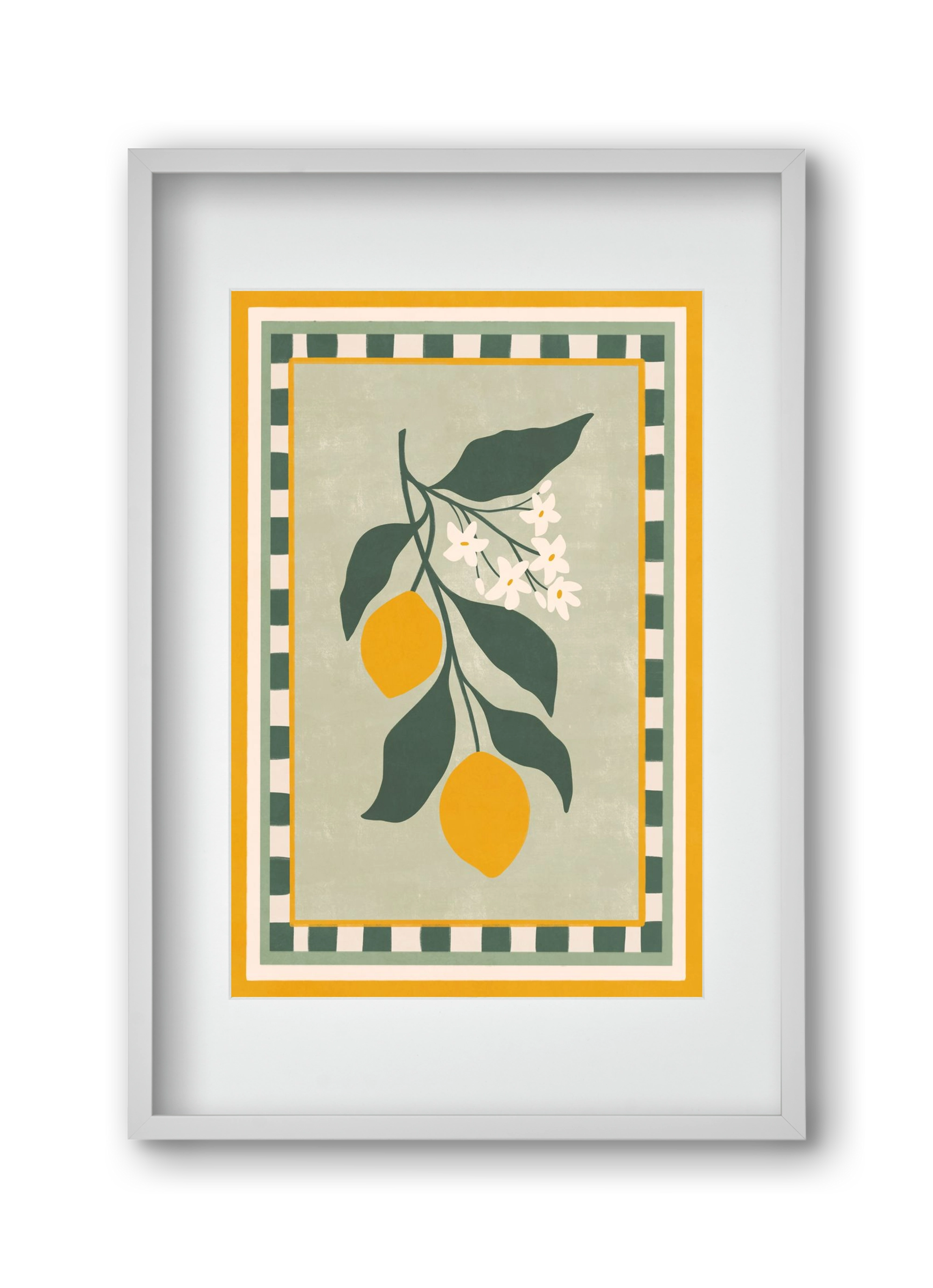 LEMON TWIG - 012, 30x45 cm (20x30 cm), Fehér keret, paszpartuval