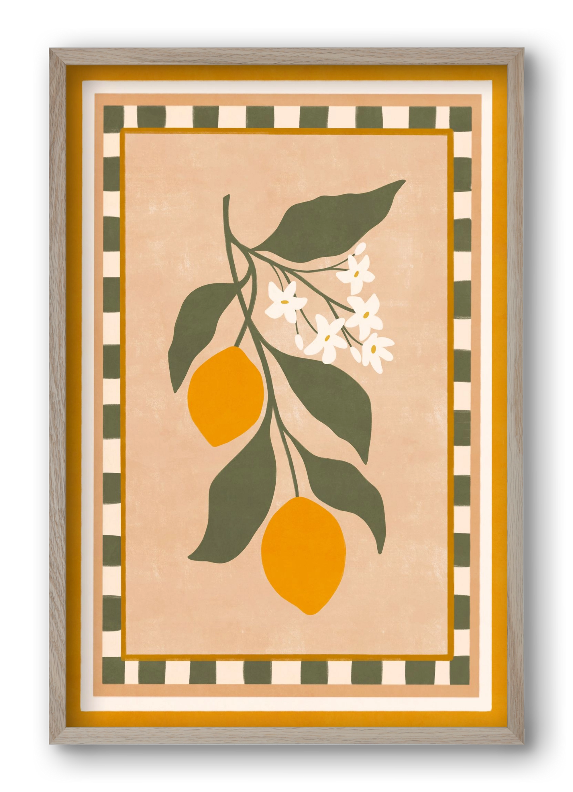 LEMON TWIG - 01 , 40x60 cm (40x60 cm), Tölgy keret