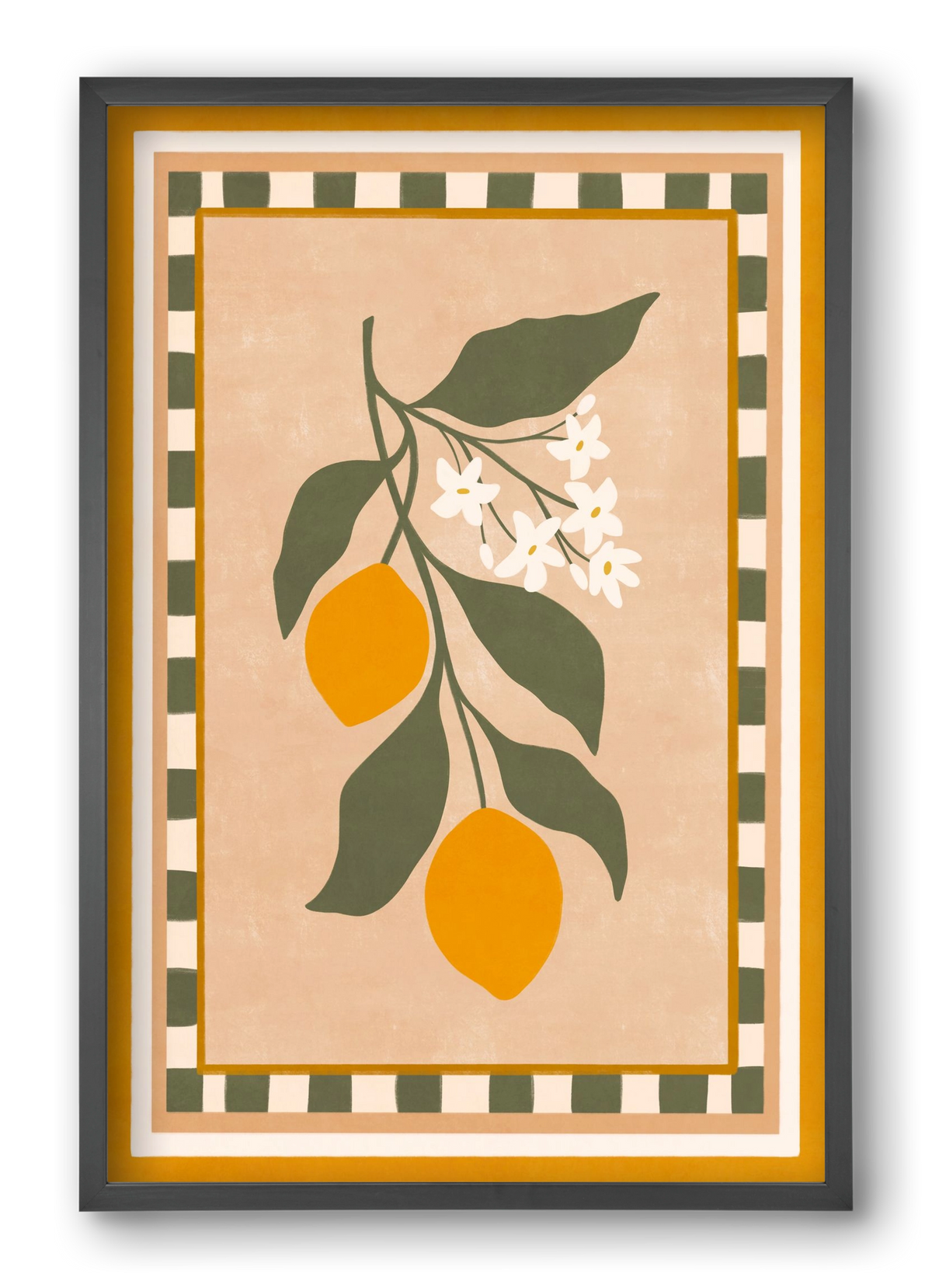 LEMON TWIG - 01 , 40x60 cm (40x60 cm), Fekete keret