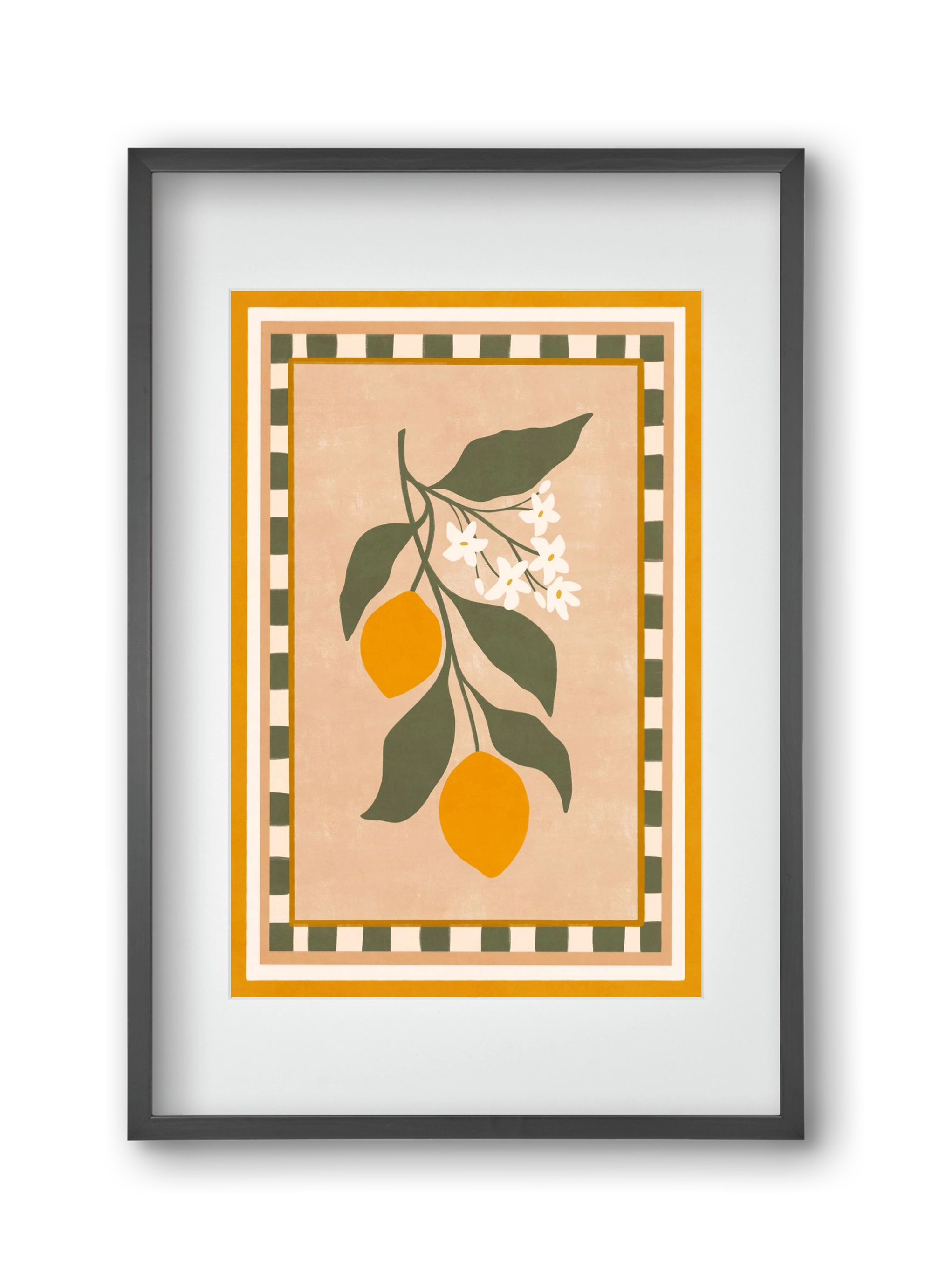 LEMON TWIG - 01 , 30x45 cm (20x30 cm), Fekete keret, paszpartuval