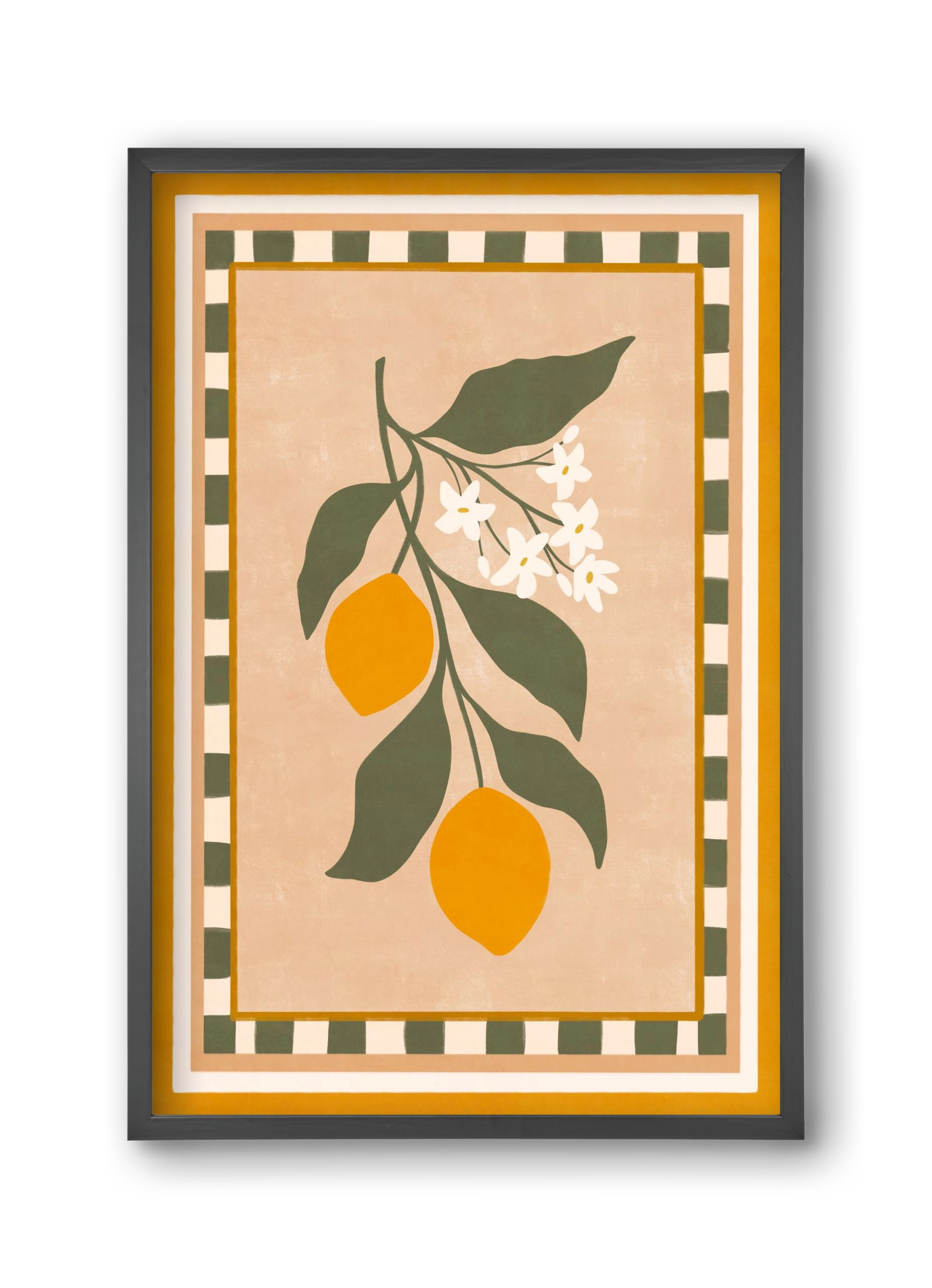 LEMON TWIG - 01 , 30x45 cm (30x45 cm), Fekete keret