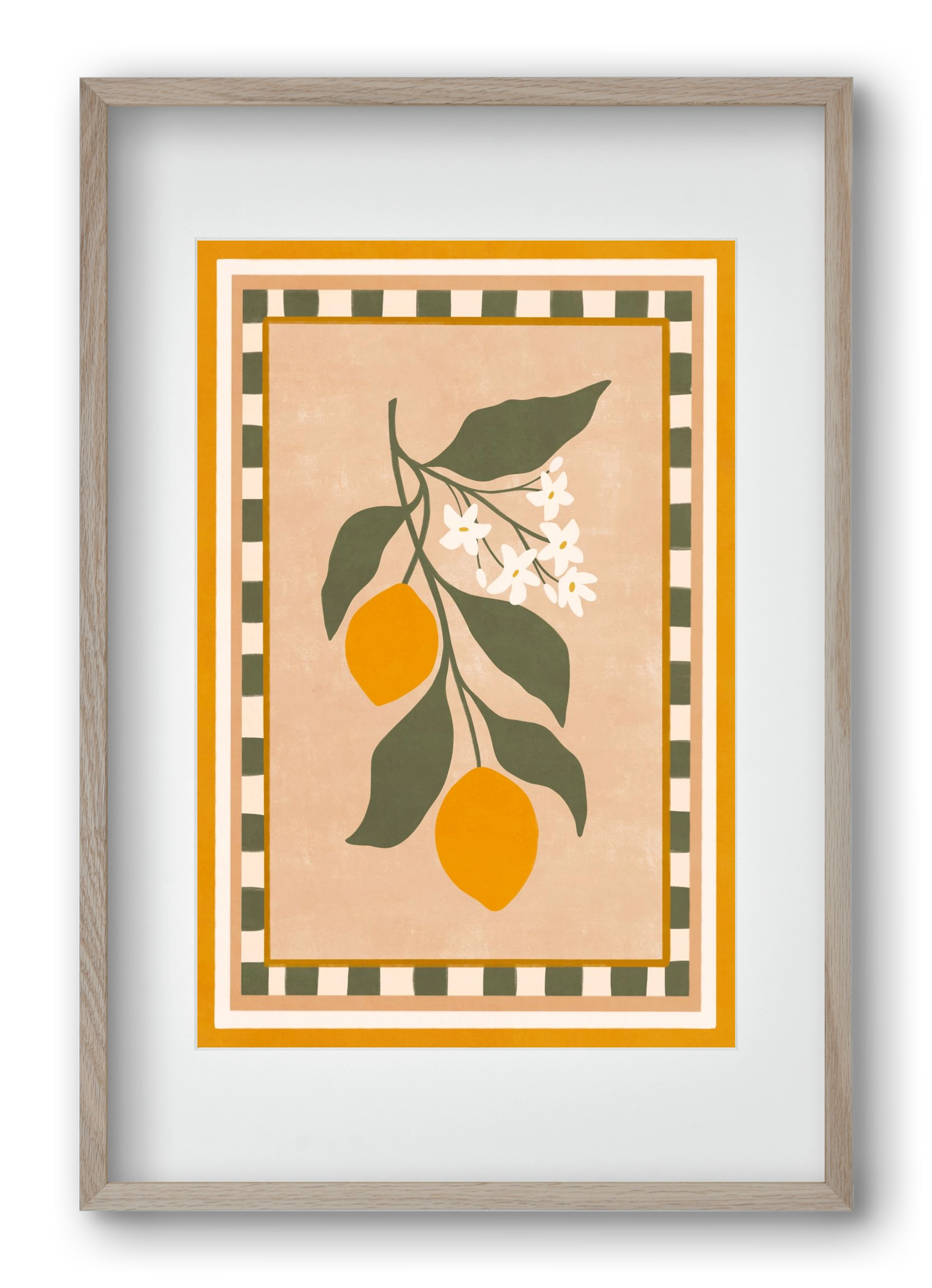 LEMON TWIG - 01 , 40x60 cm (30x45 cm), Tölgy keret, paszpartuval