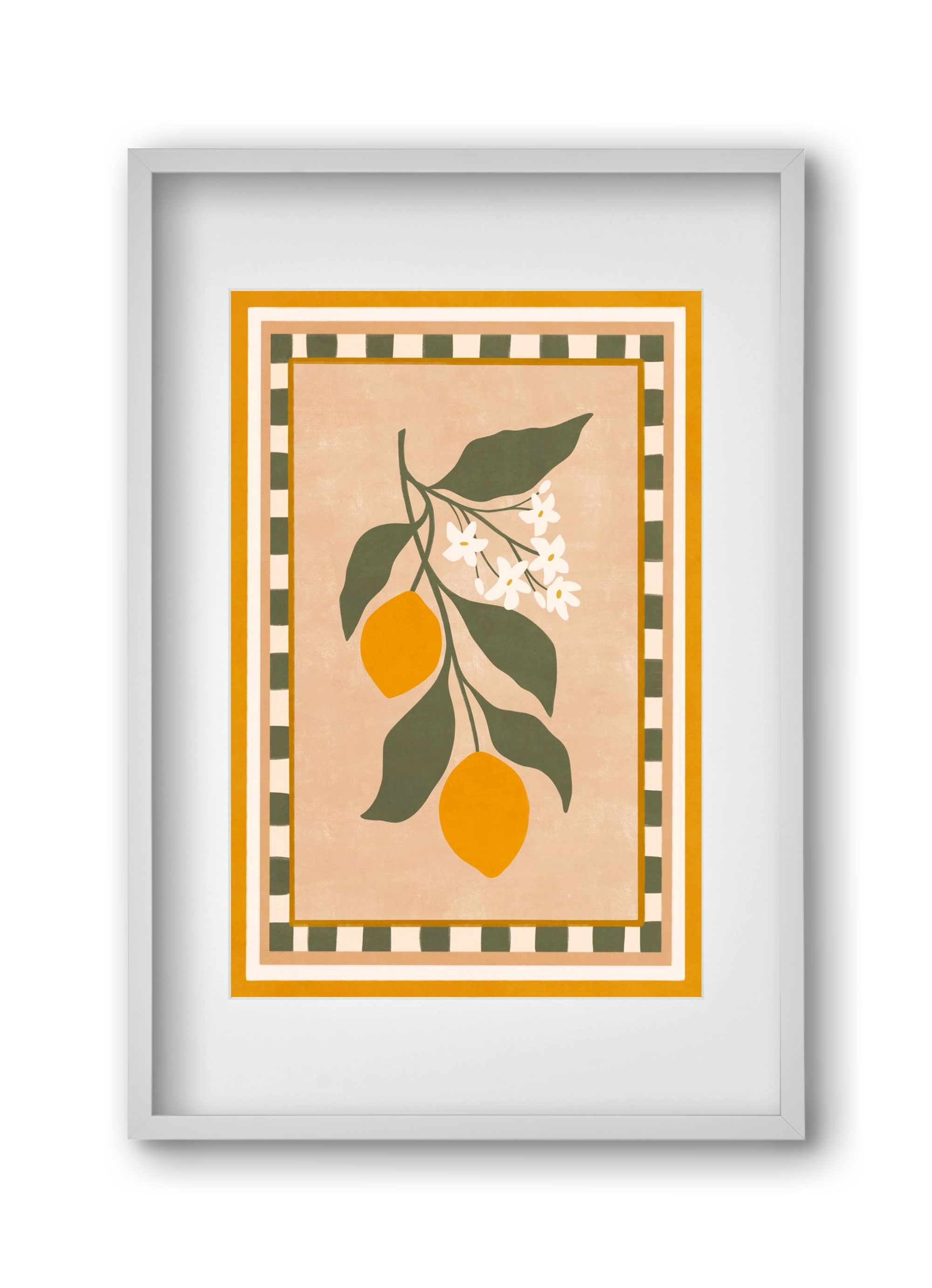 LEMON TWIG - 01 , 30x45 cm (20x30 cm), Fehér keret, paszpartuval