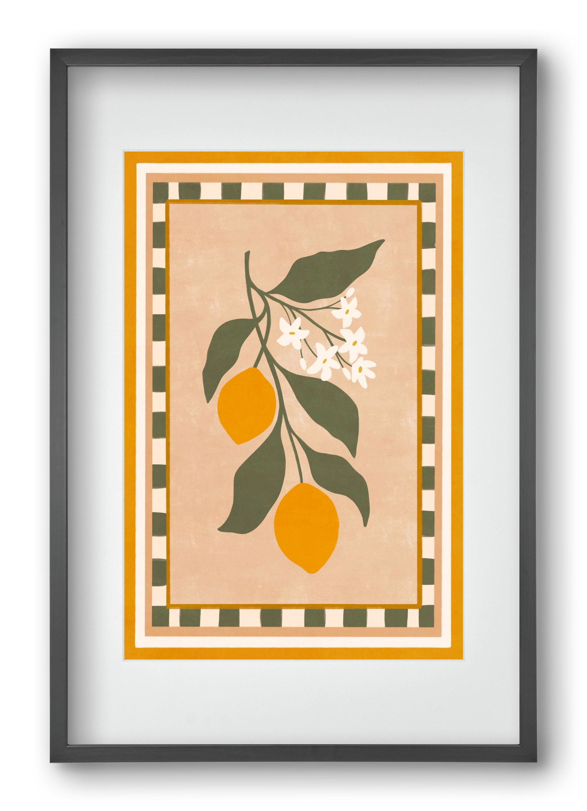 LEMON TWIG - 01 , 40x60 cm (30x45 cm), Fekete keret, paszpartuval