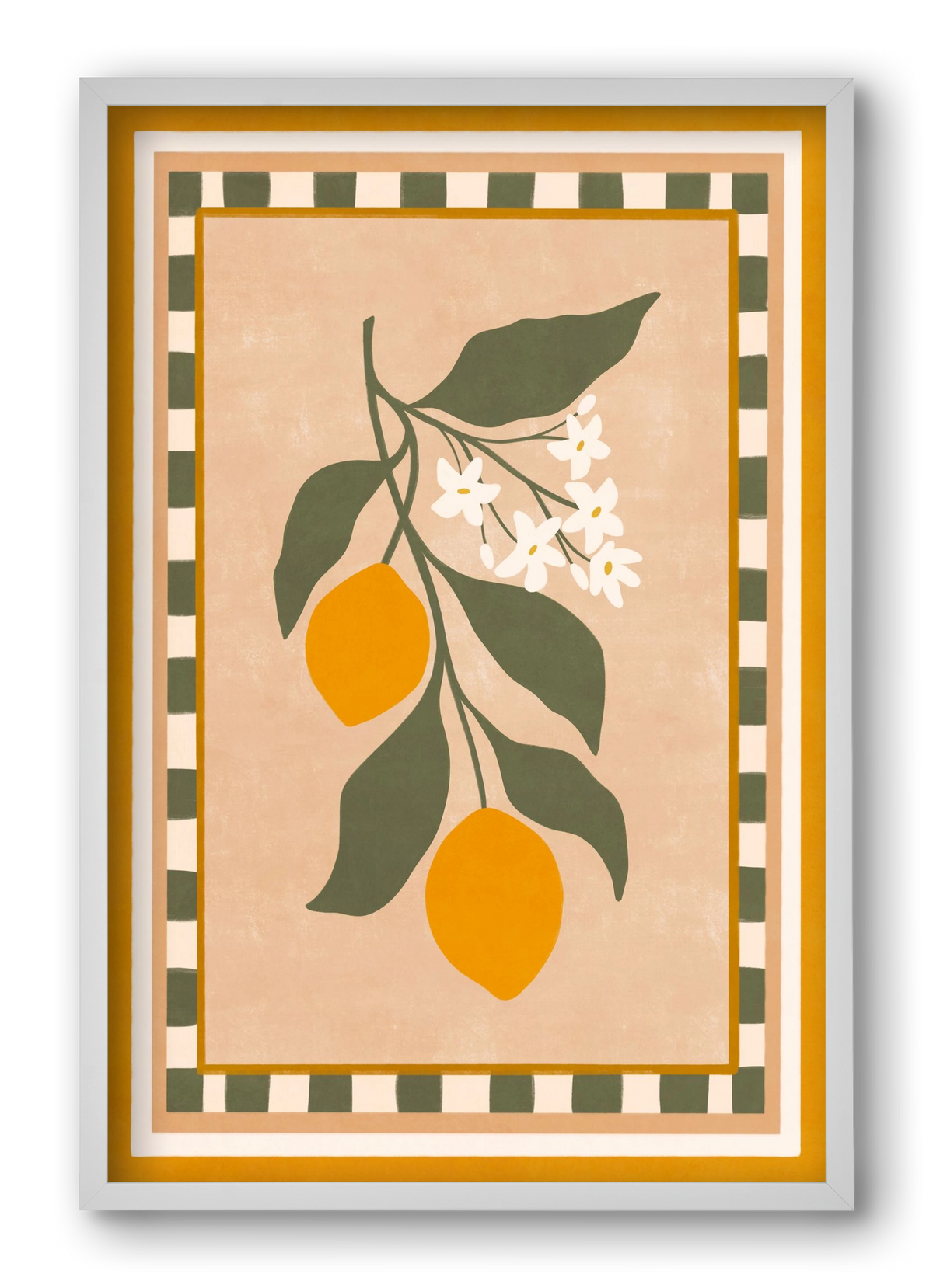 LEMON TWIG - 01 , 40x60 cm (40x60 cm), Fehér keret