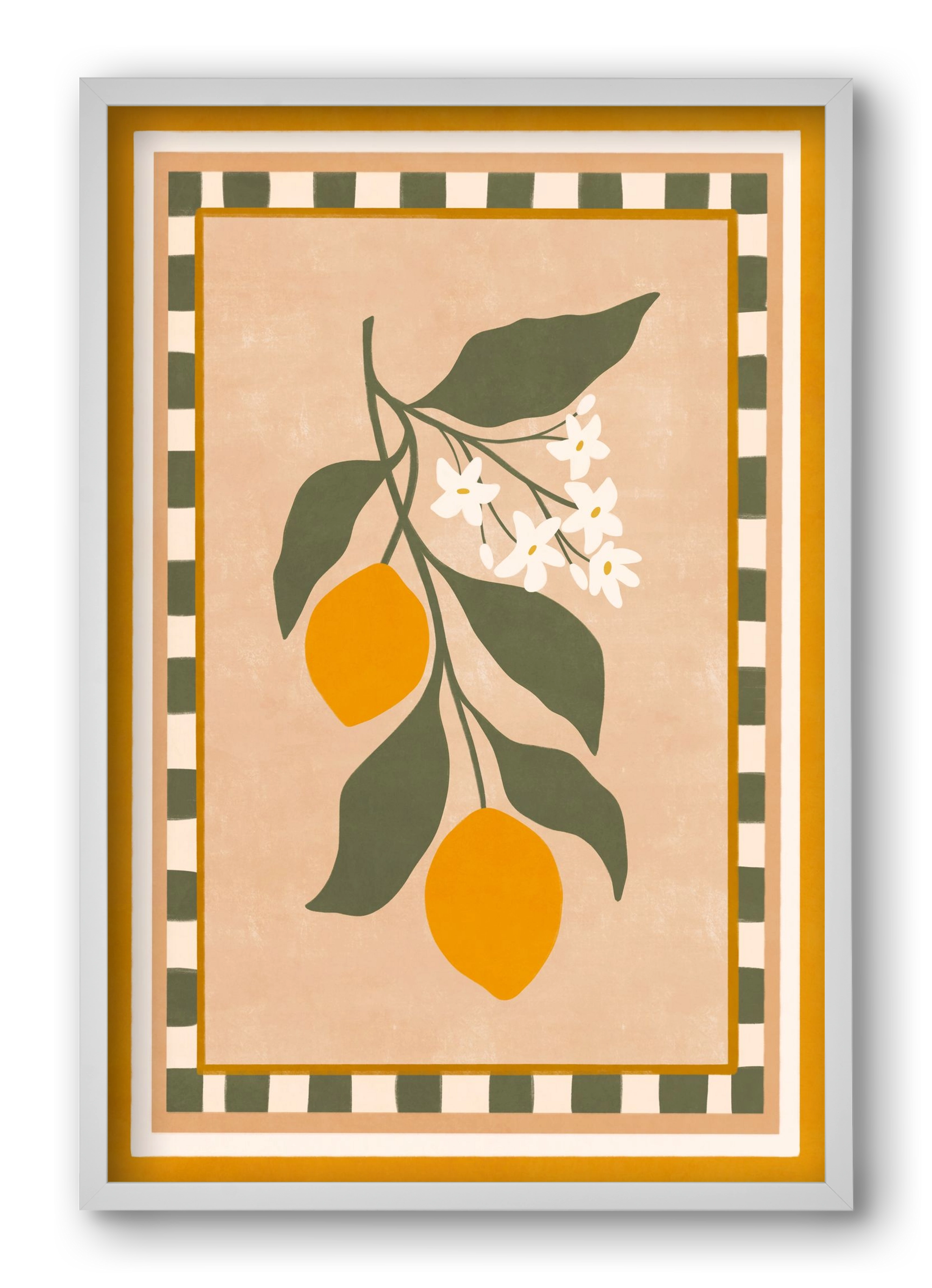 LEMON TWIG - 01 , 40x60 cm (40x60 cm), Fehér keret