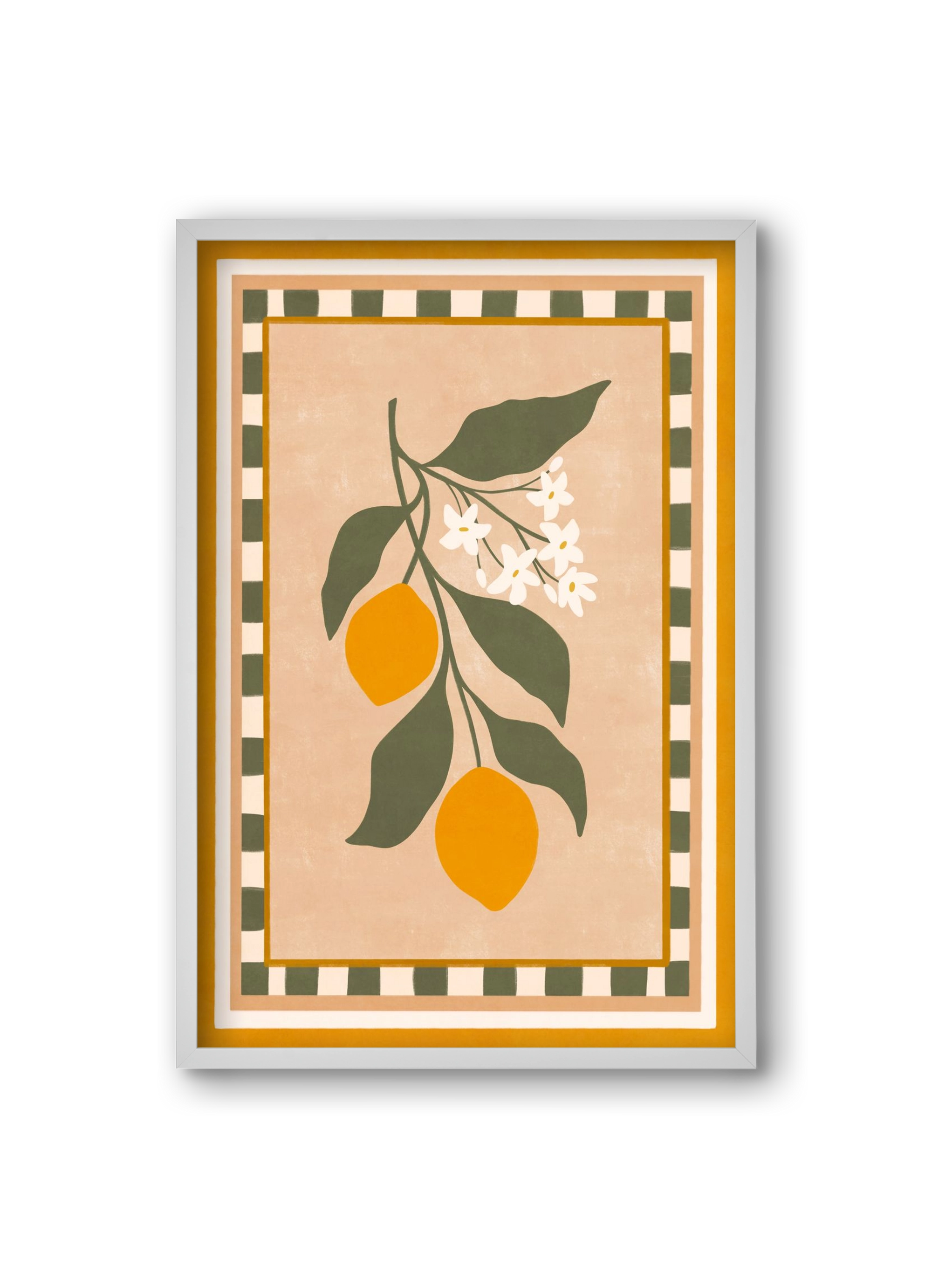 LEMON TWIG - 01 , 20x30 cm (20x30 cm), Fehér keret