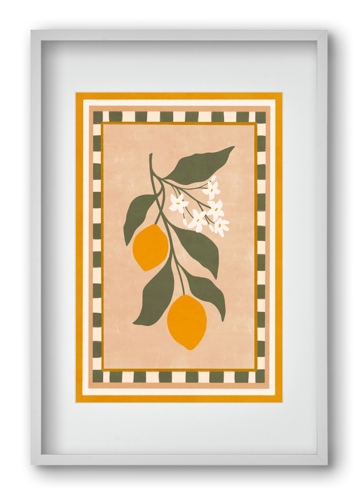 LEMON TWIG - 01 , 40x60 cm (30x45 cm), Fehér keret, paszpartuval