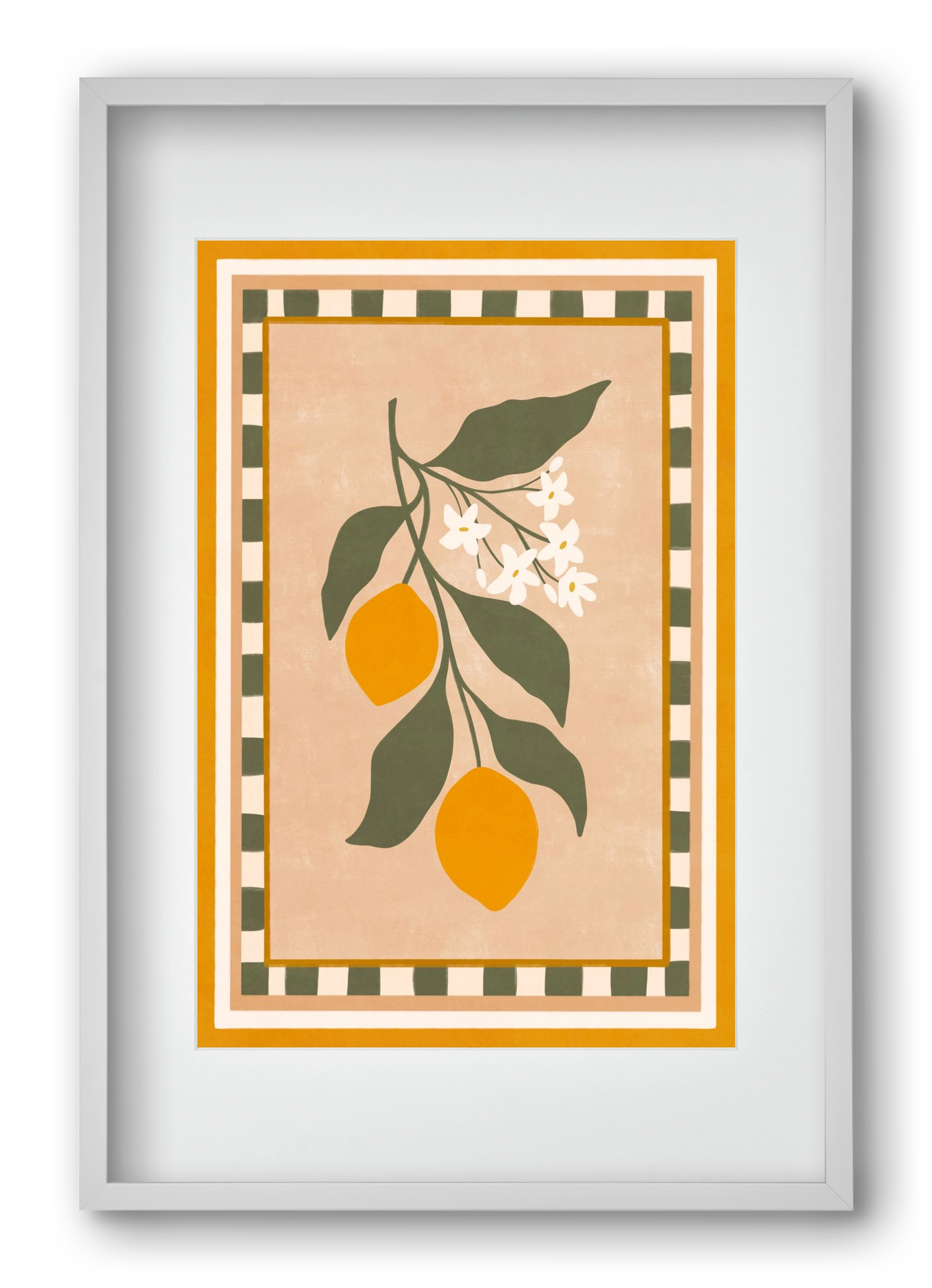 LEMON TWIG - 01 , 40x60 cm (30x45 cm), Fehér keret, paszpartuval