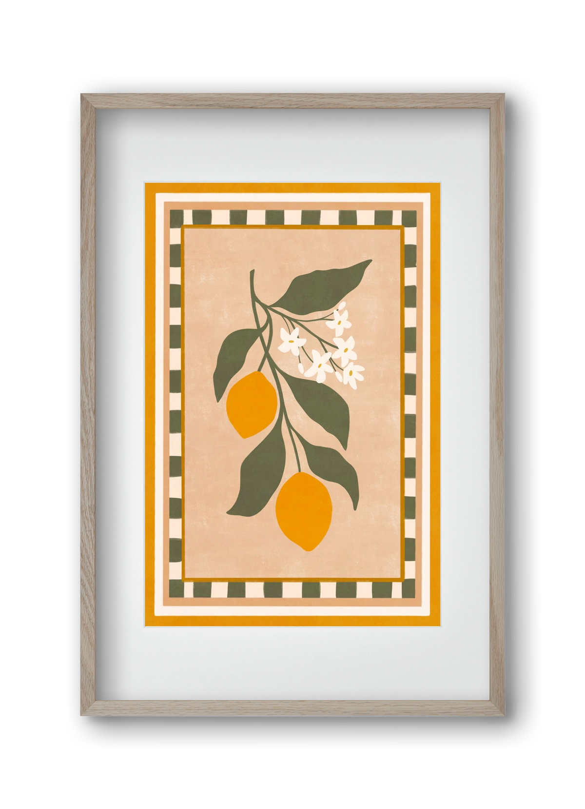 LEMON TWIG - 01 , 30x45 cm (20x30 cm), Tölgy keret, paszpartuval