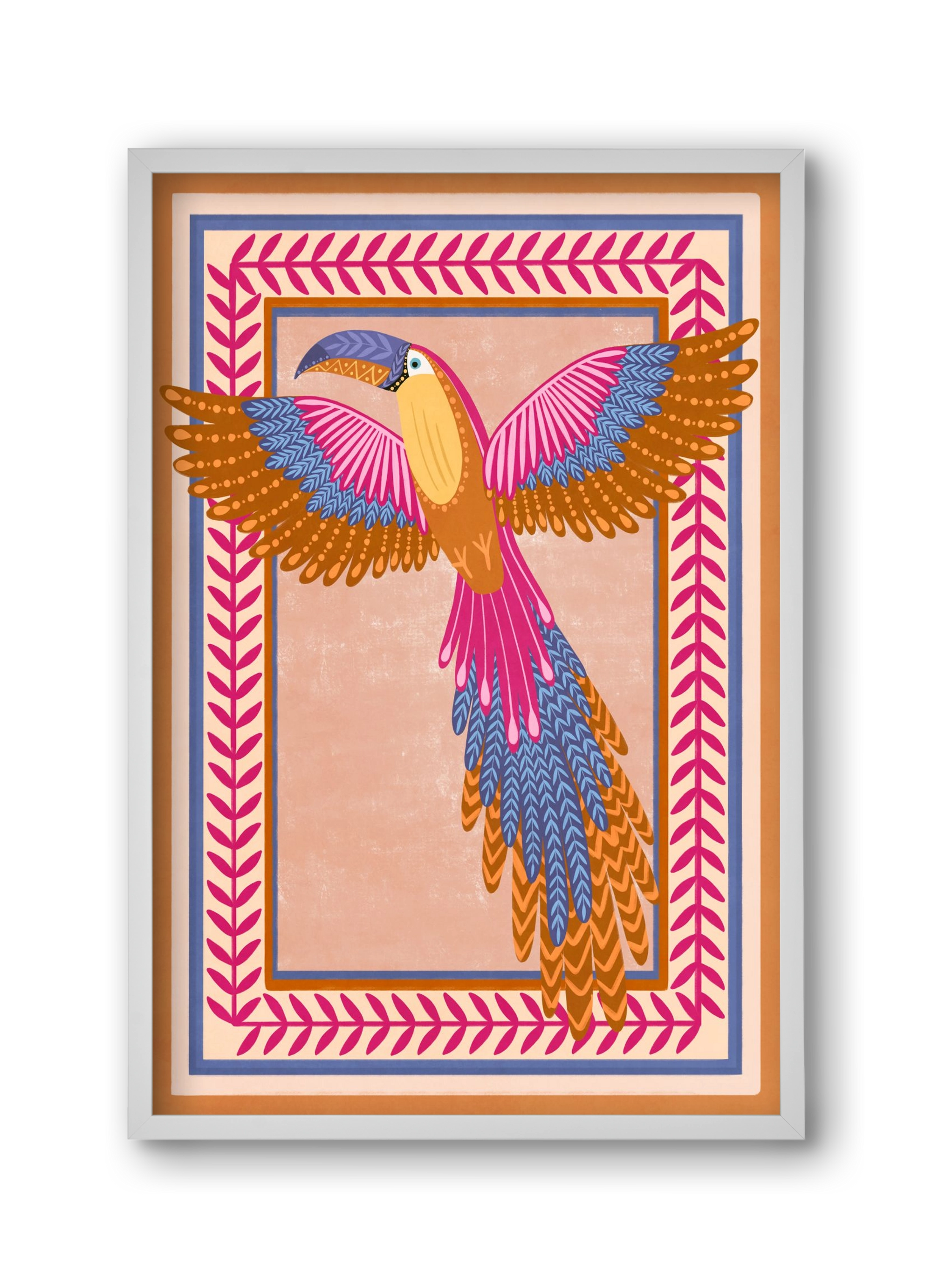 BIRD, 30x45 cm (30x45 cm), Fehér keret