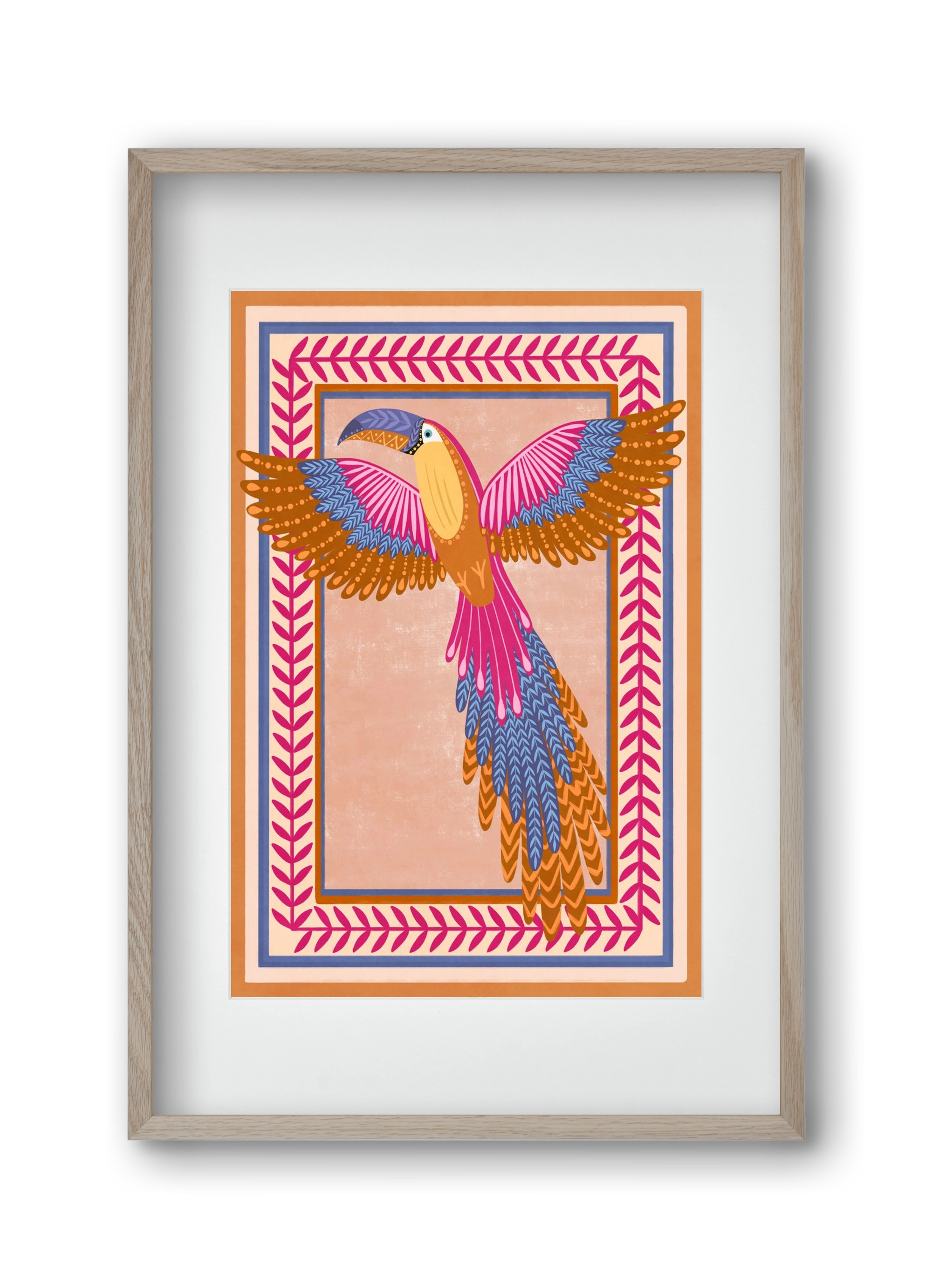 BIRD, 30x45 cm (20x30 cm), Tölgy keret, paszpartuval