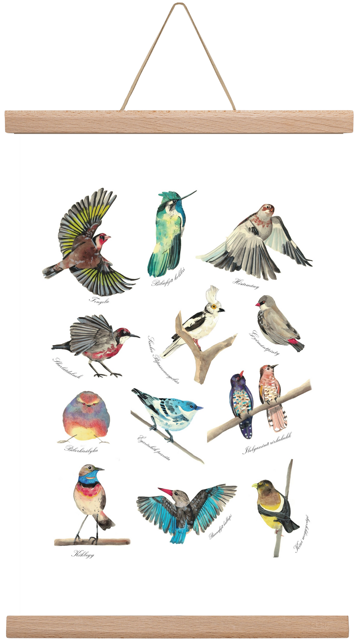 madarak, 30x45 cm (30x45 cm), Tölgy akasztó