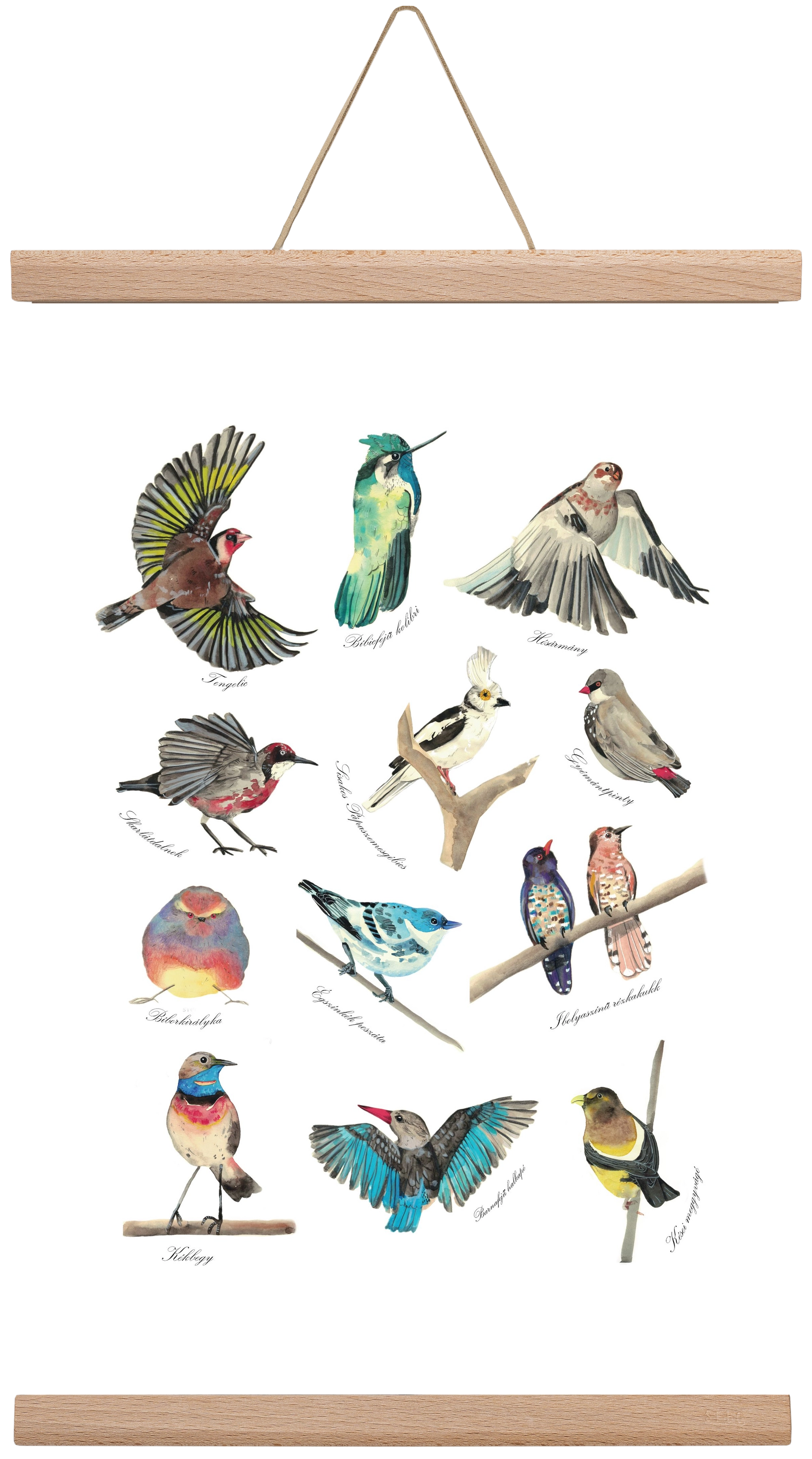 madarak, 30x45 cm (30x45 cm), Tölgy akasztó