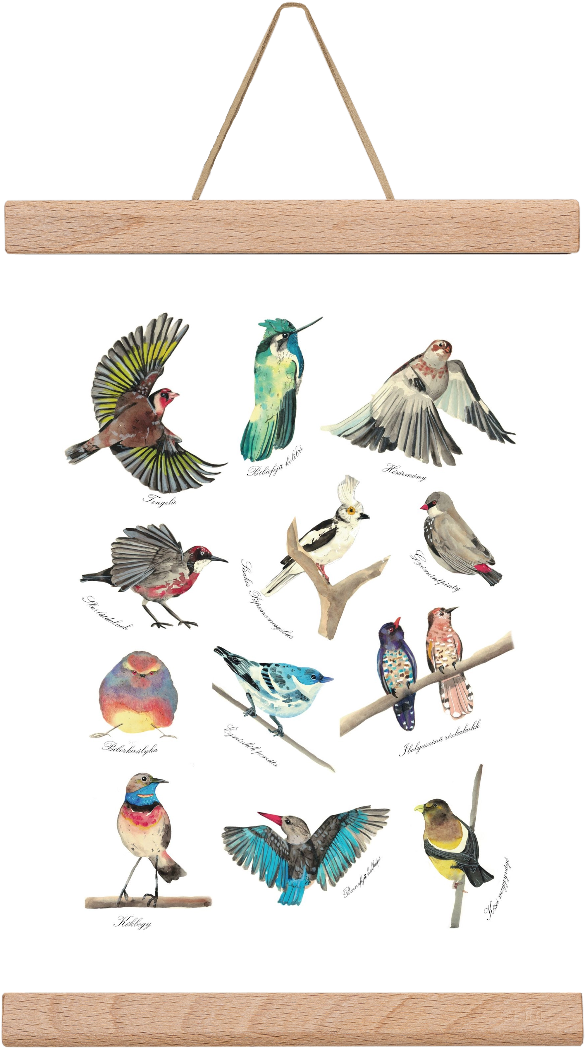 madarak, 20x30 cm (20x30 cm), Tölgy akasztó