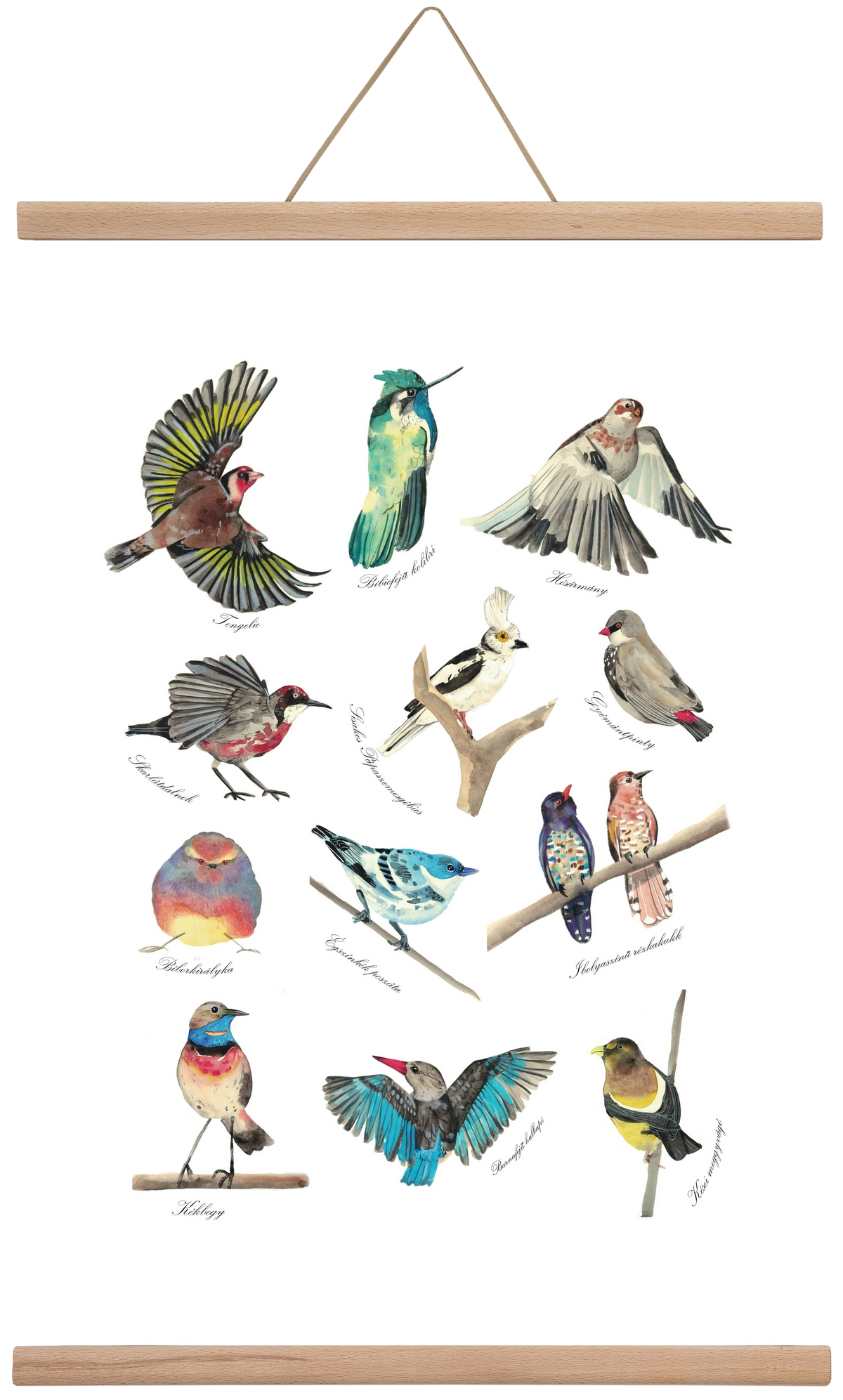 madarak, 40x60 cm (40x60 cm), Tölgy akasztó