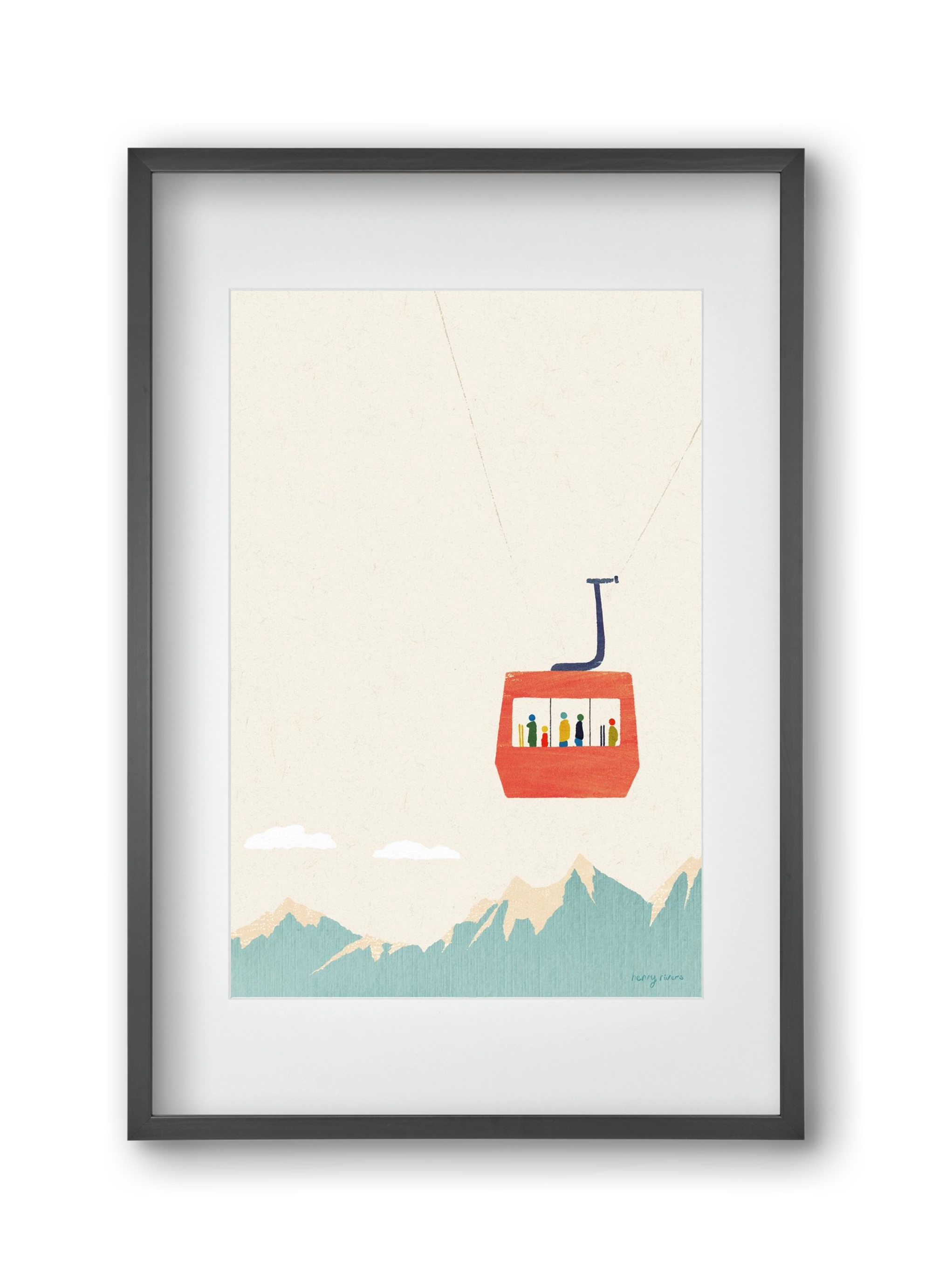 Cable car, 30x45 cm (20x30 cm), Fekete keret, paszpartuval