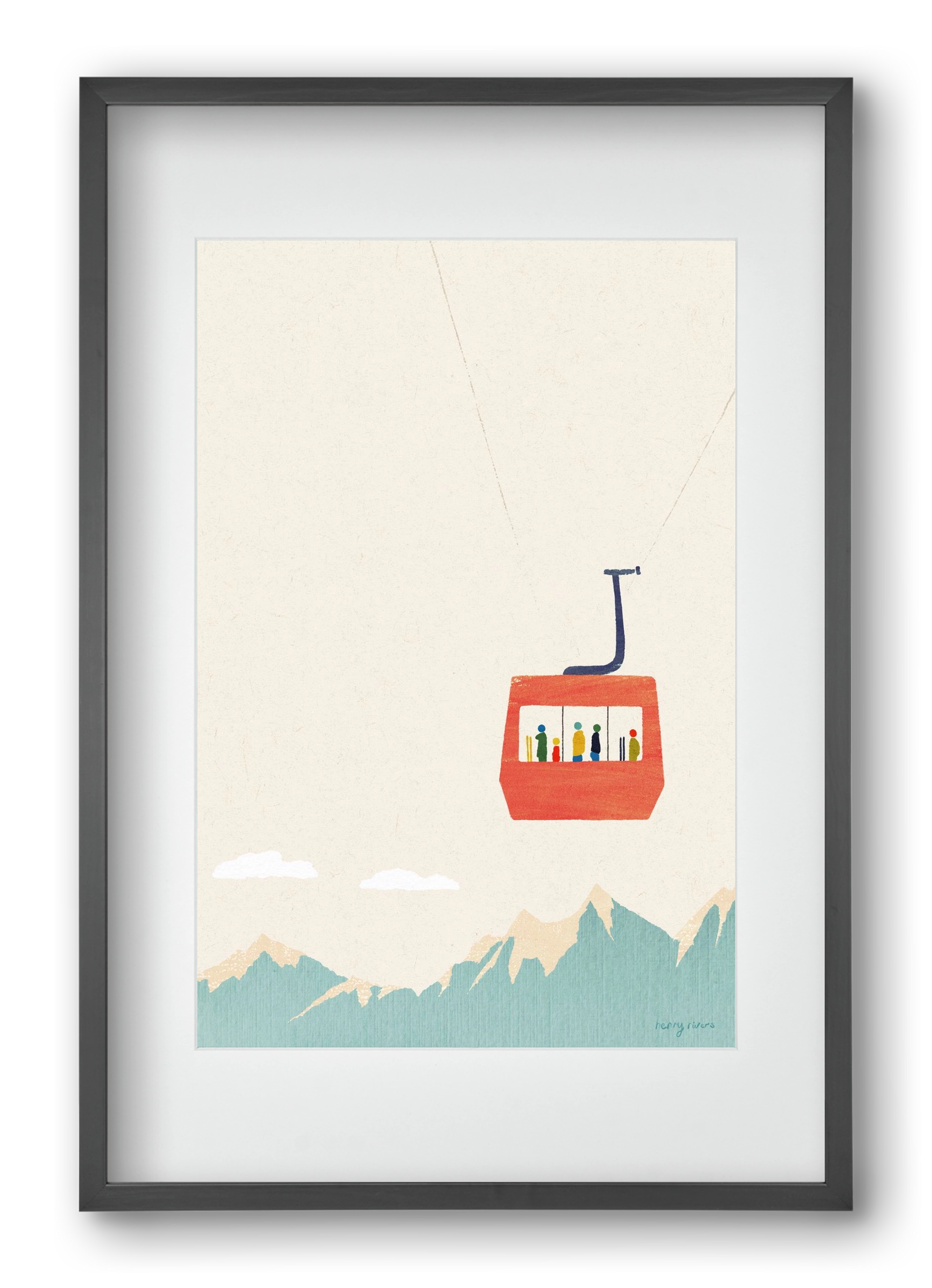 Cable car, 40x60 cm (30x45 cm), Fekete keret, paszpartuval