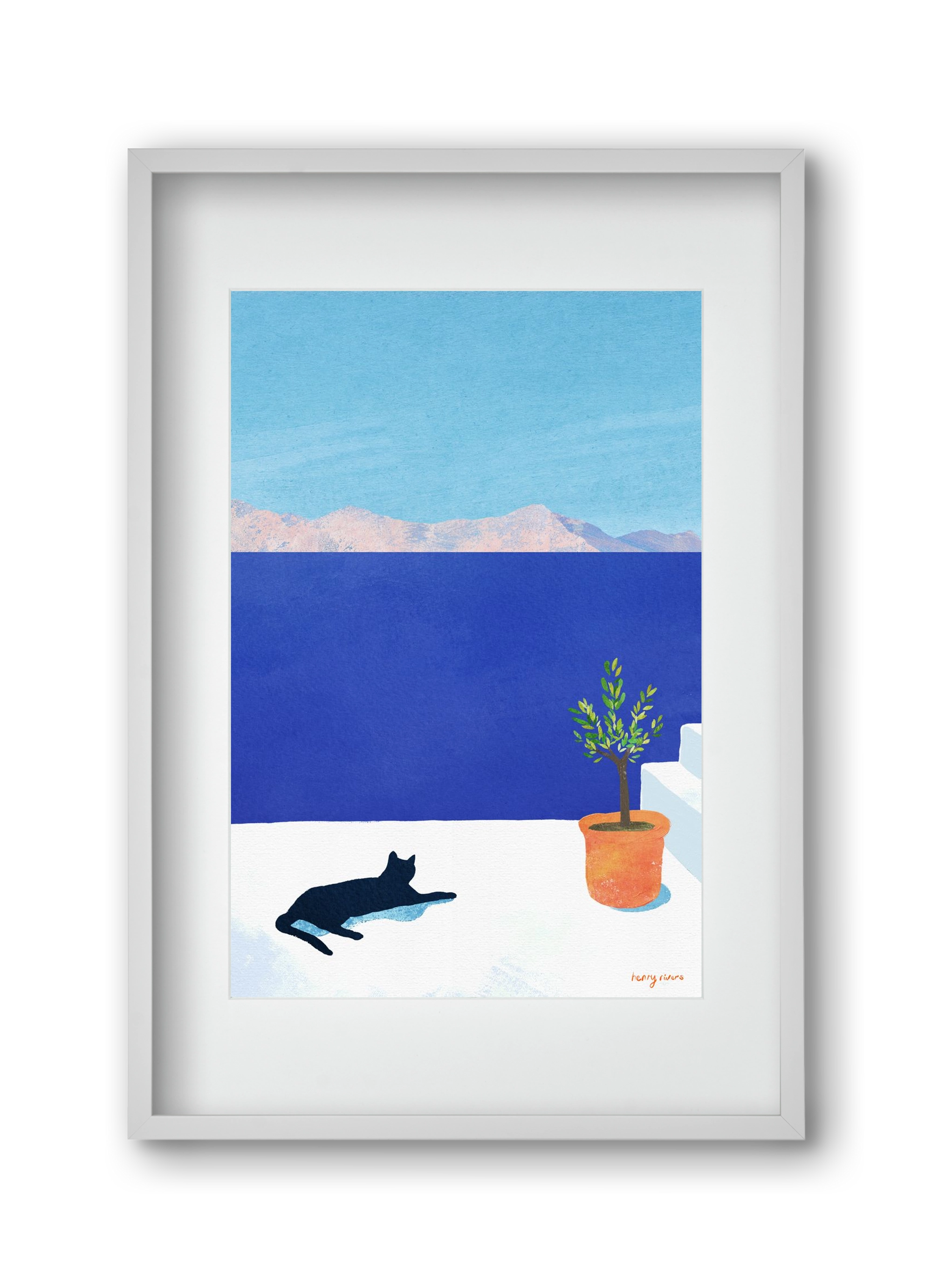 Siesta on the roof, 30x45 cm (20x30 cm), Fehér keret, paszpartuval