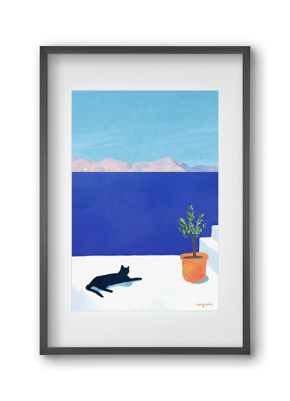 Siesta on the roof, 30x45 cm (20x30 cm), Fekete keret, paszpartuval