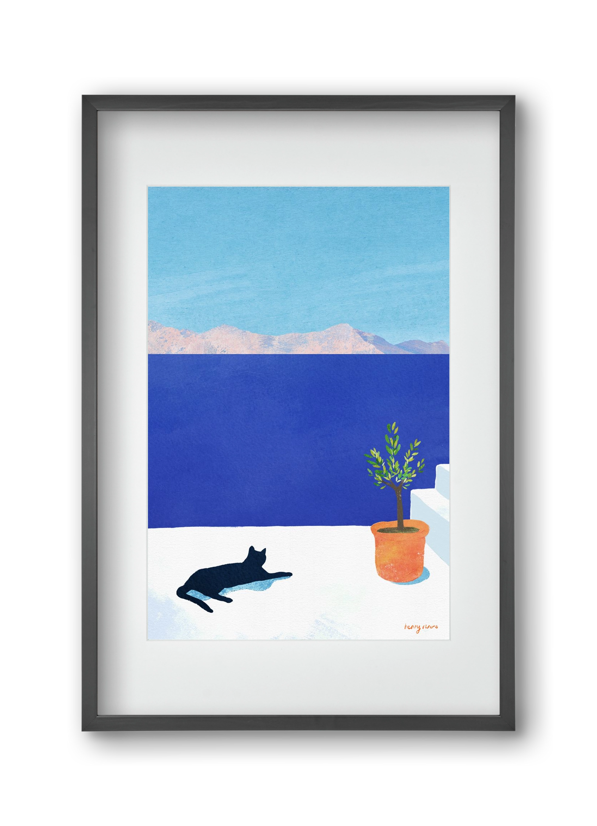 Siesta on the roof, 30x45 cm (20x30 cm), Fekete keret, paszpartuval