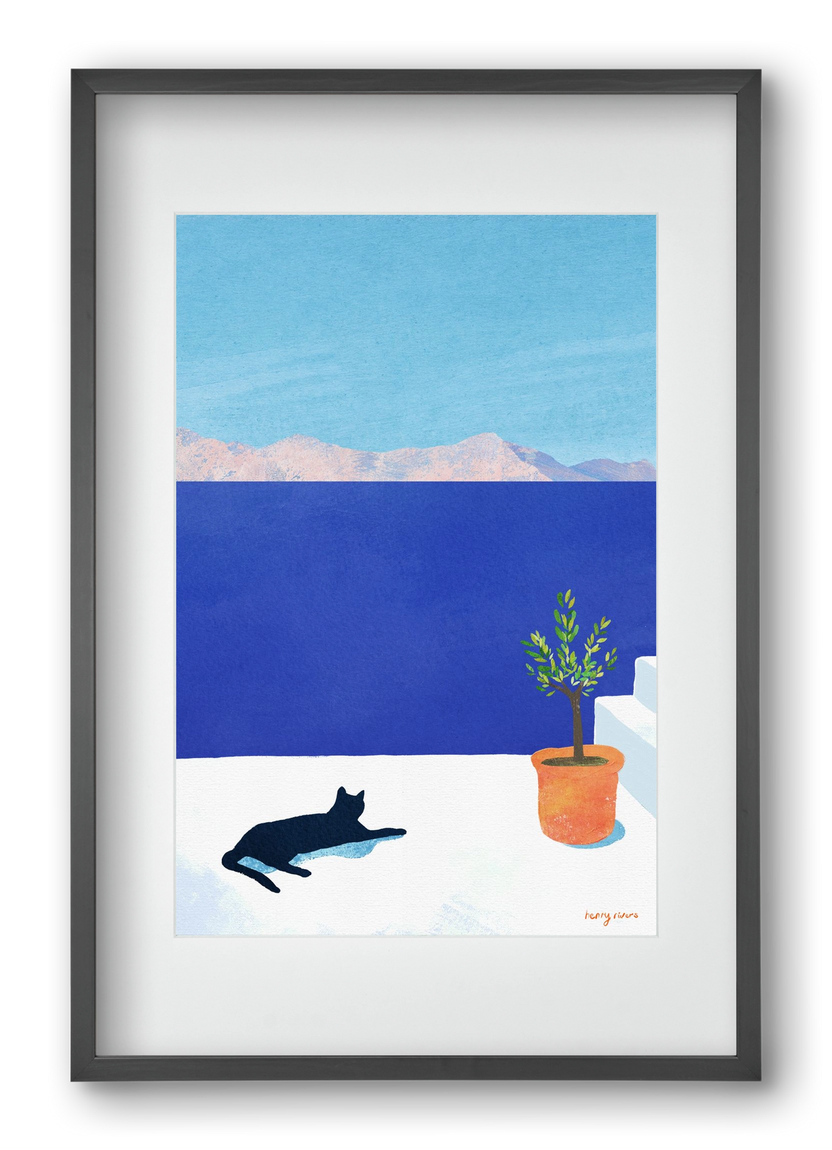 Siesta on the roof, 40x60 cm (30x45 cm), Fekete keret, paszpartuval