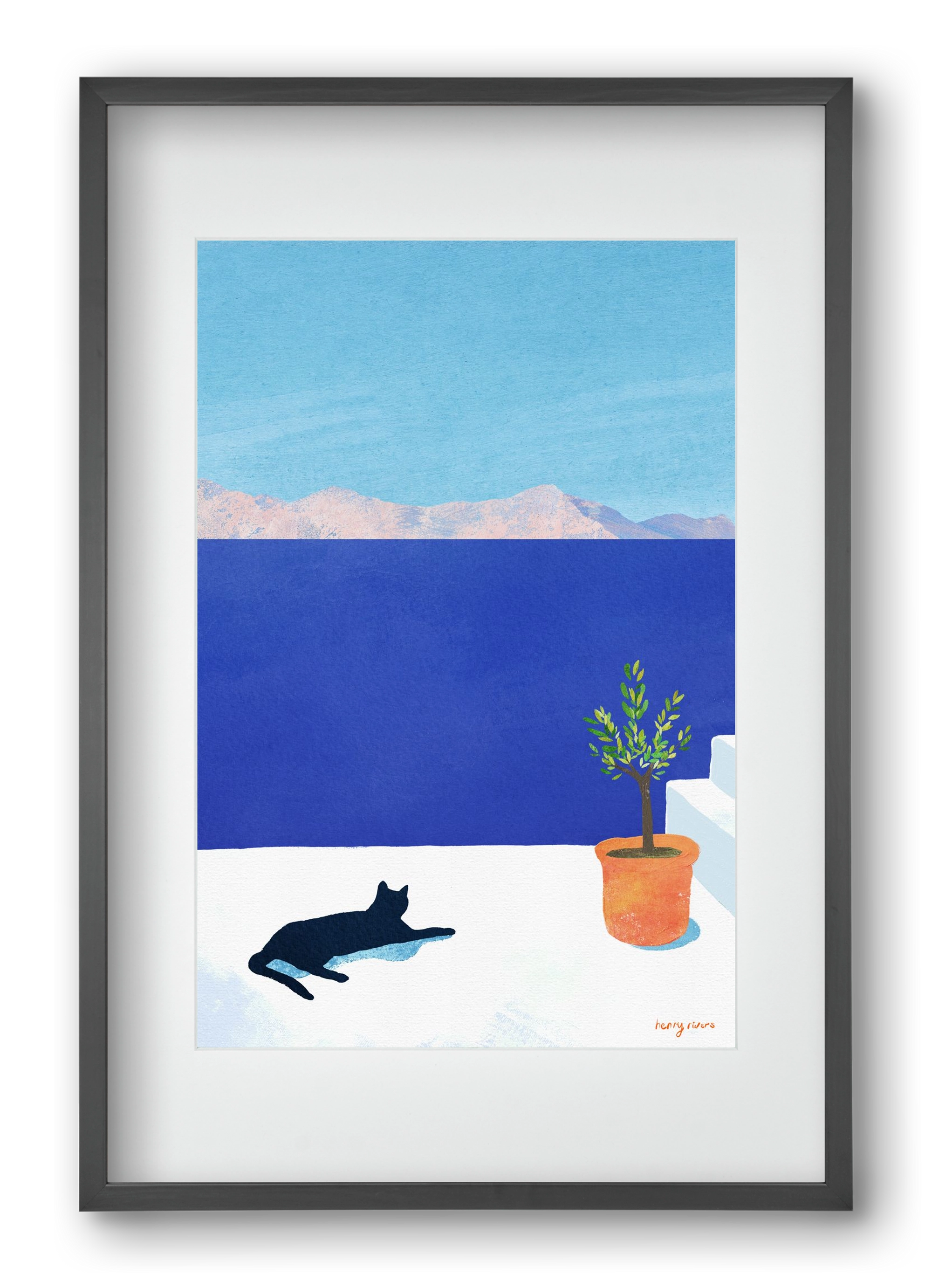 Siesta on the roof, 40x60 cm (30x45 cm), Fekete keret, paszpartuval