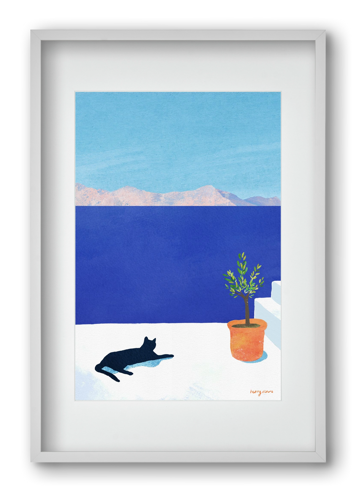 Siesta on the roof, 40x60 cm (30x45 cm), Fehér keret, paszpartuval