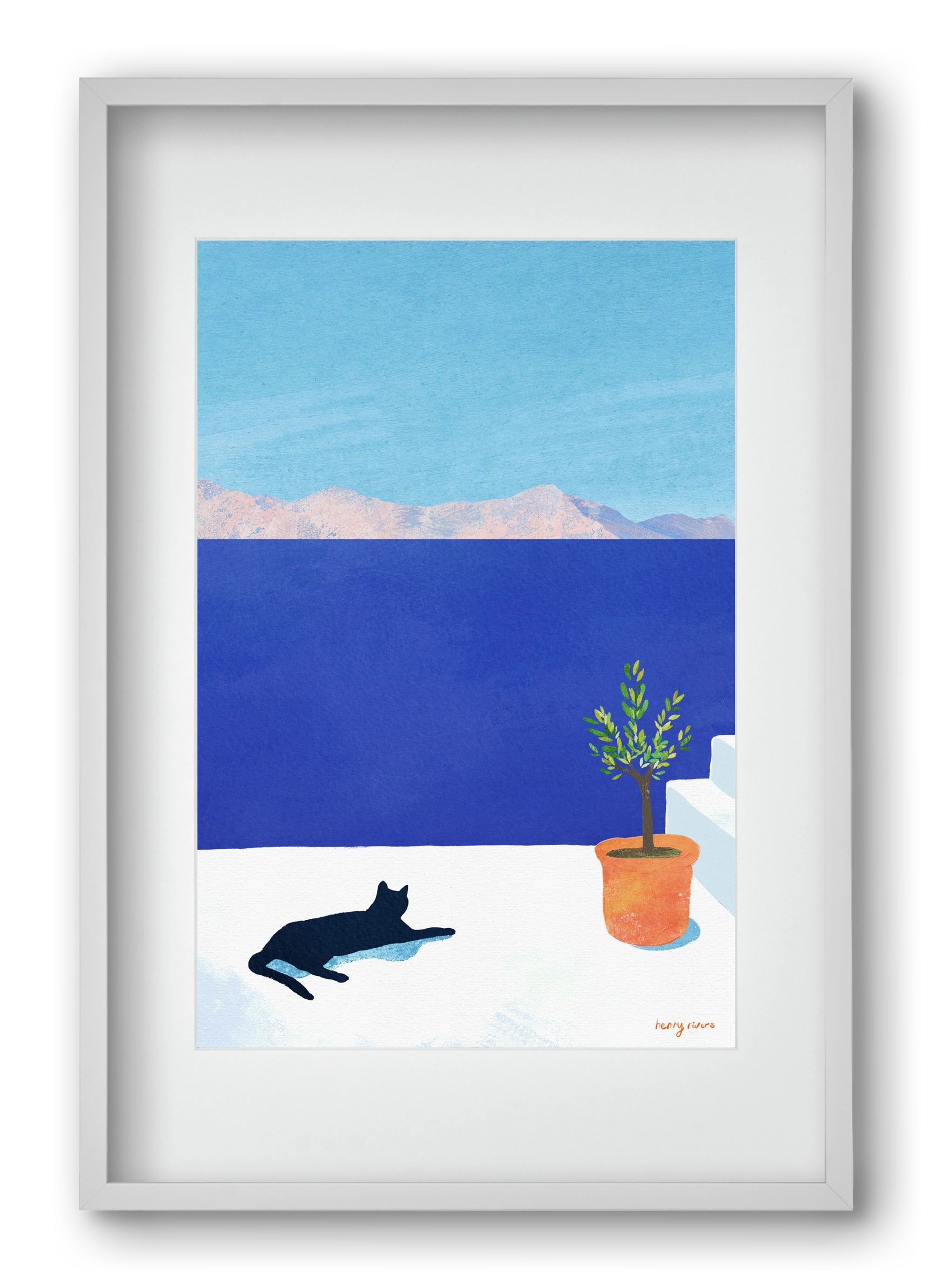 Siesta on the roof, 40x60 cm (30x45 cm), Fehér keret, paszpartuval