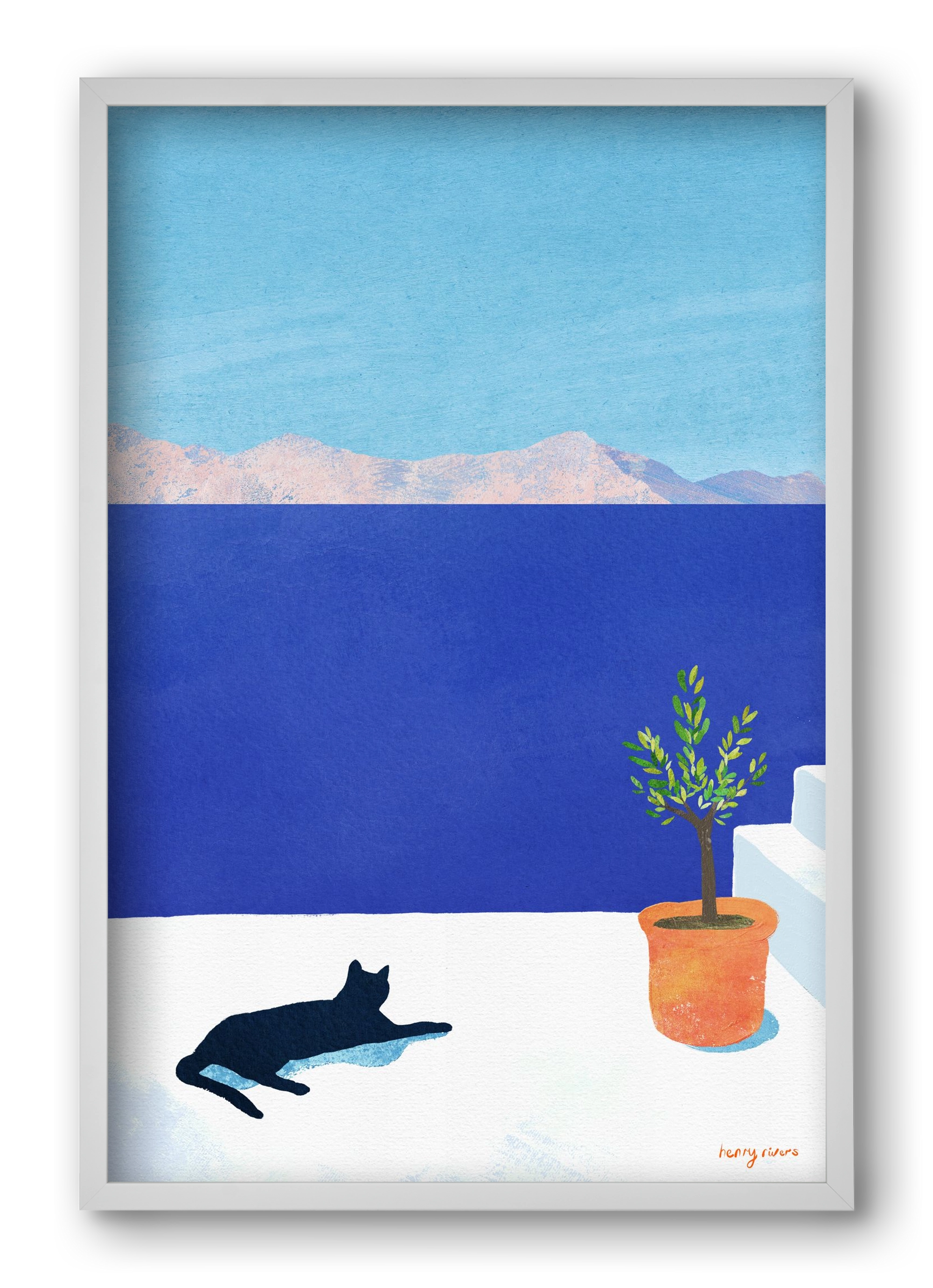 Siesta on the roof, 40x60 cm (40x60 cm), Fehér keret