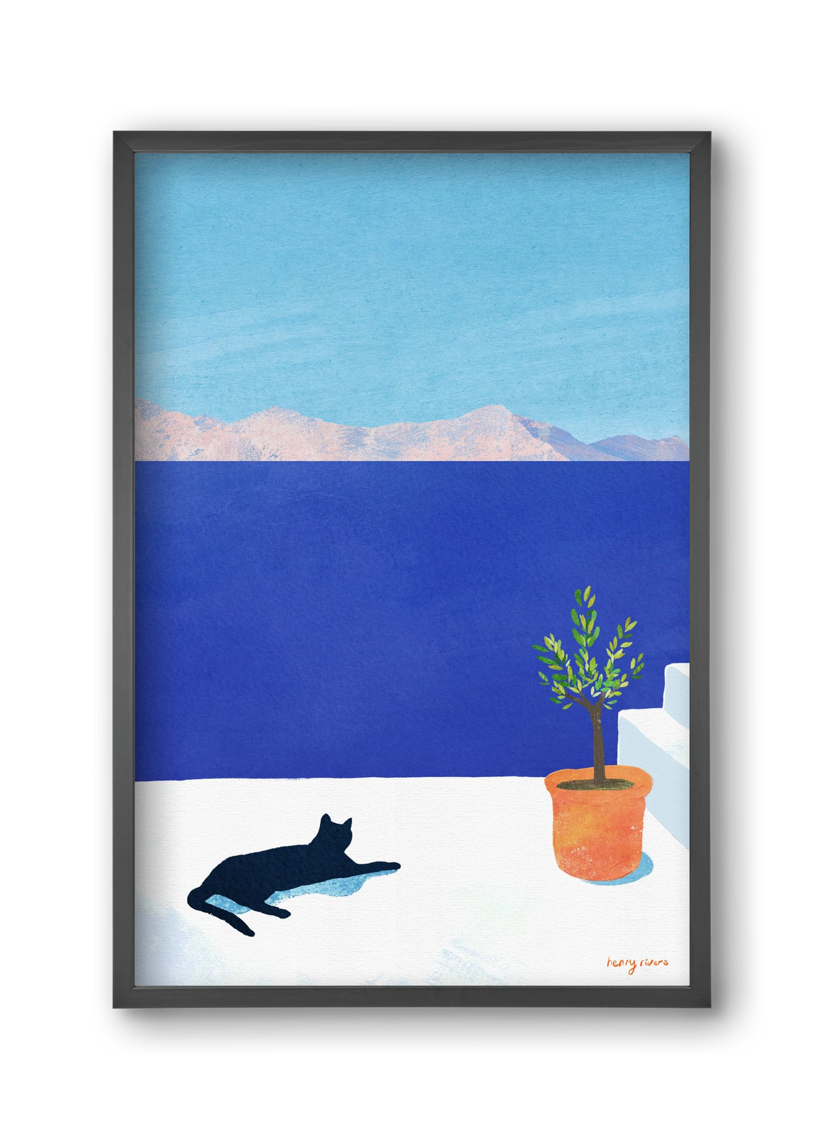 Siesta on the roof, 30x45 cm (30x45 cm), Fekete keret