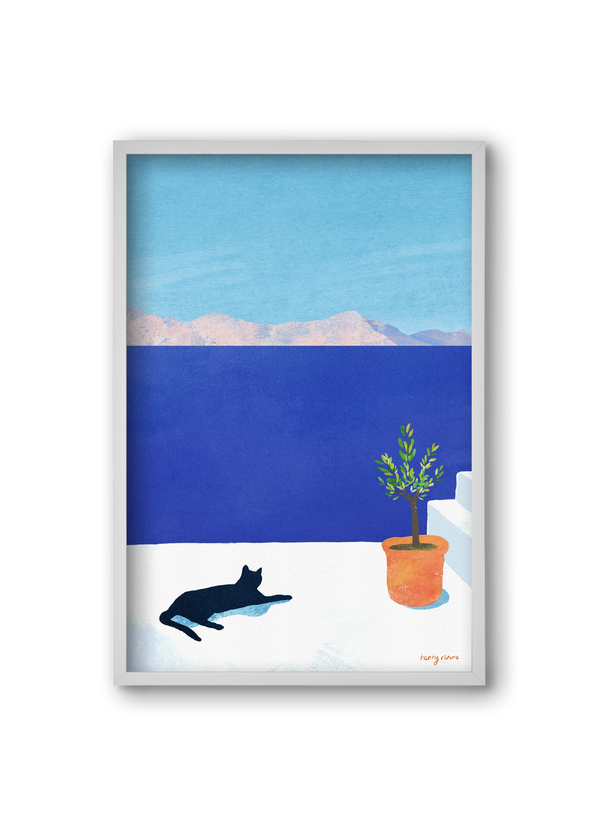 Siesta on the roof, 20x30 cm (20x30 cm), Fehér keret