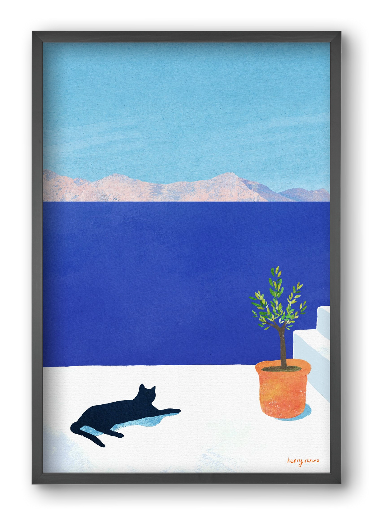 Siesta on the roof, 40x60 cm (40x60 cm), Fekete keret