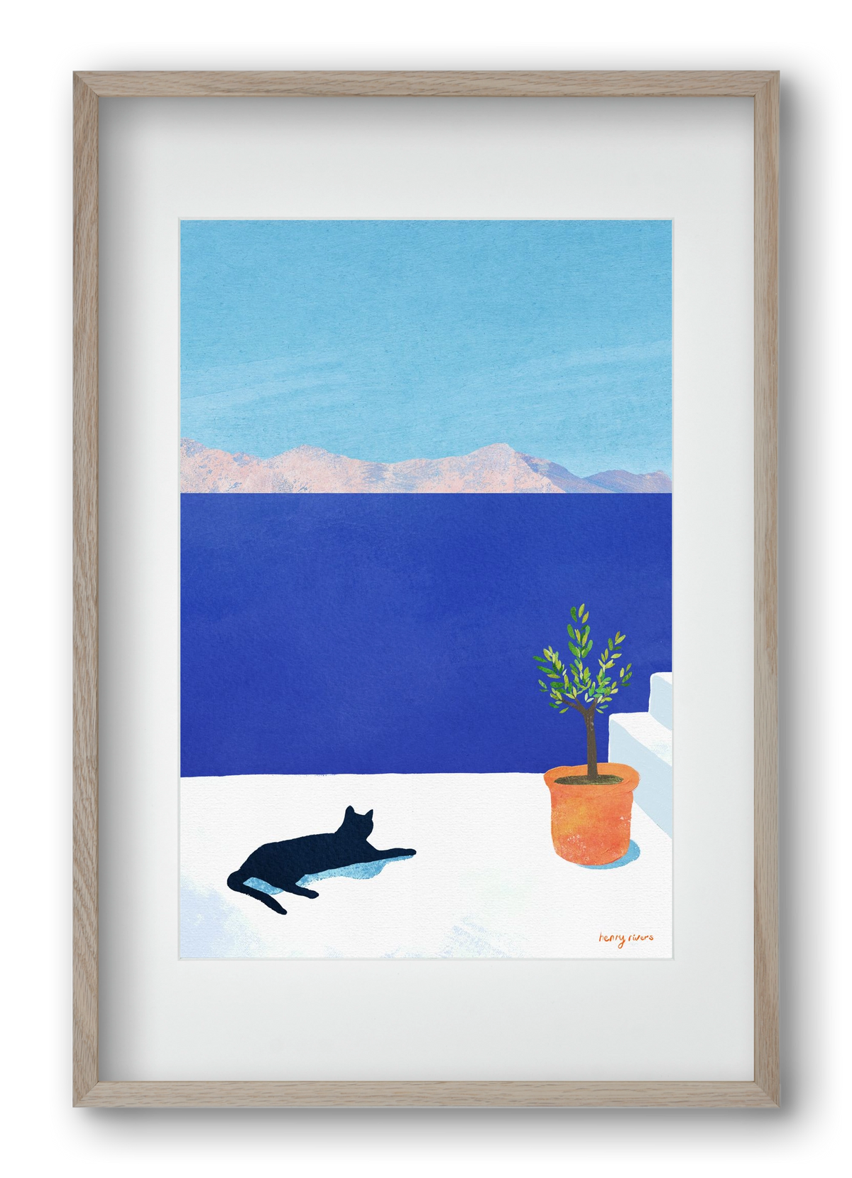 Siesta on the roof, 40x60 cm (30x45 cm), Tölgy keret, paszpartuval